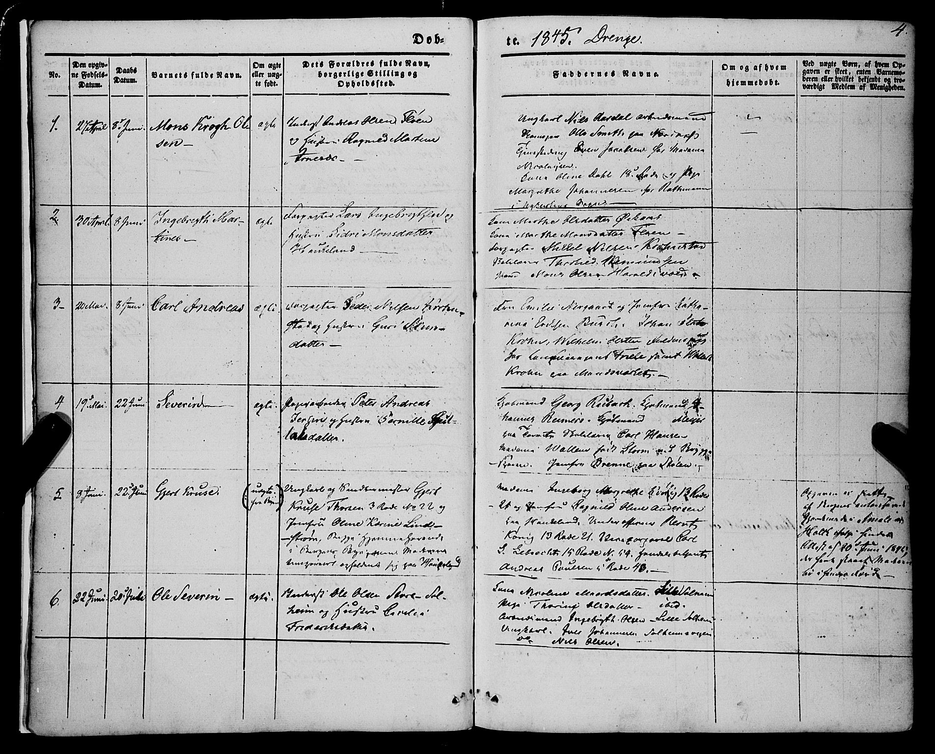 St. Jørgens hospital og Årstad sokneprestembete, AV/SAB-A-99934: Parish register (official) no. A 4, 1844-1863, p. 4