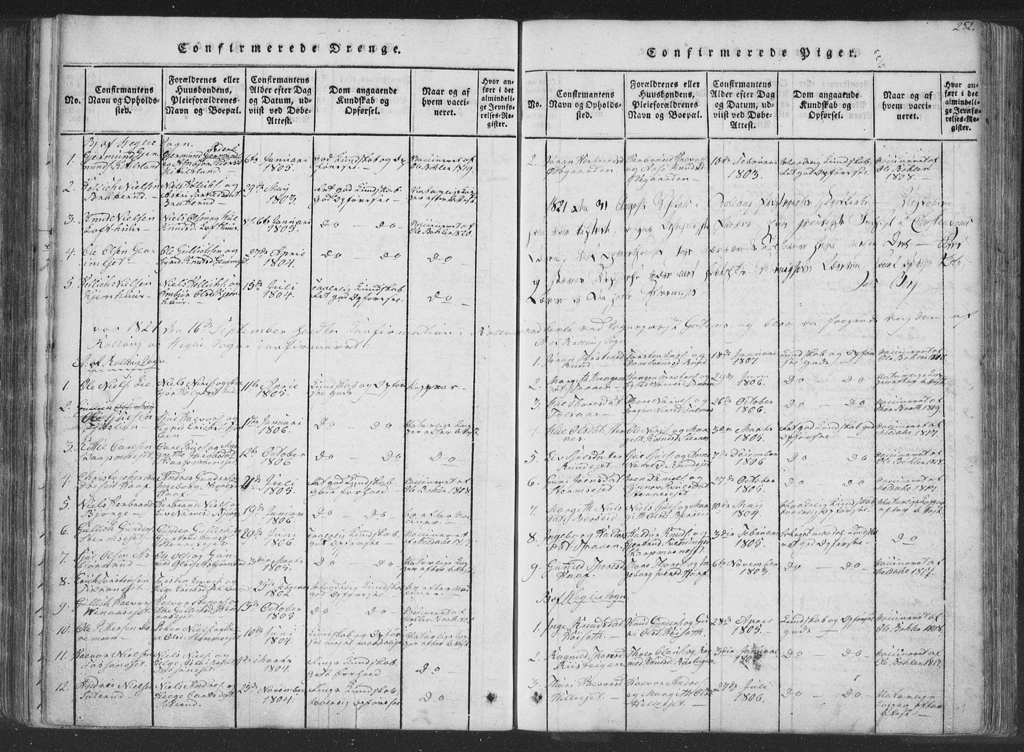 Rollag kirkebøker, AV/SAKO-A-240/F/Fa/L0006: Parish register (official) no. I 6, 1814-1828, p. 252