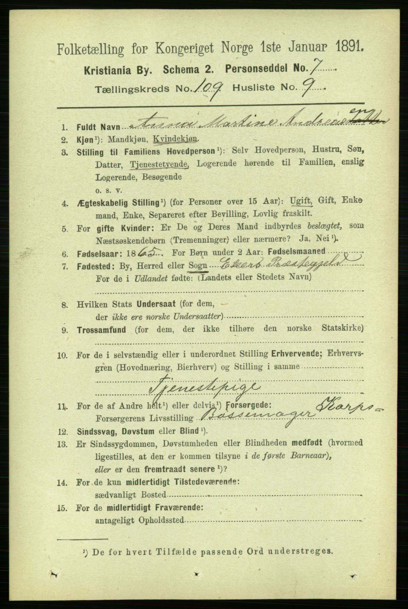 RA, 1891 census for 0301 Kristiania, 1891, p. 56576