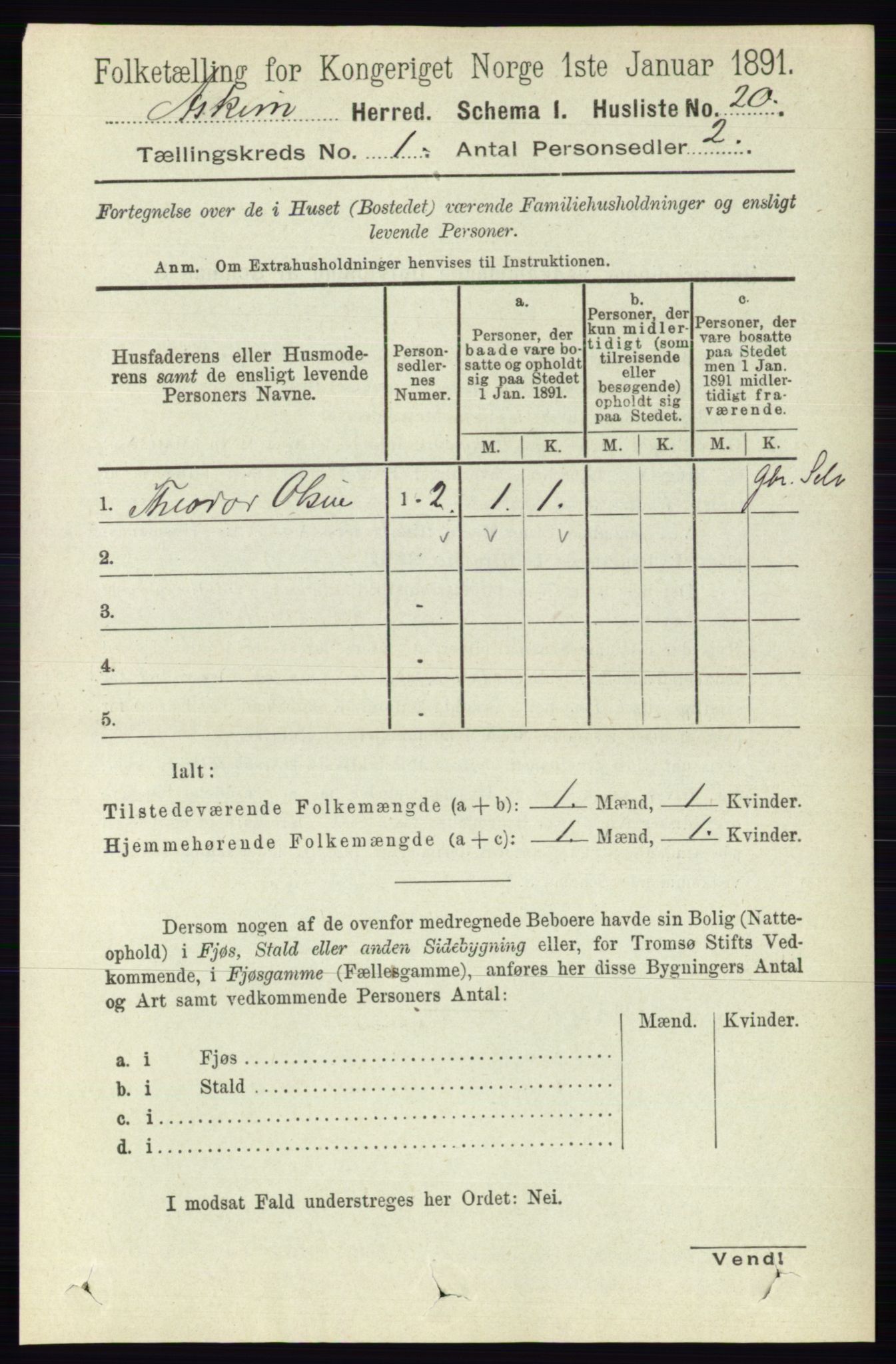 RA, 1891 census for 0124 Askim, 1891, p. 61
