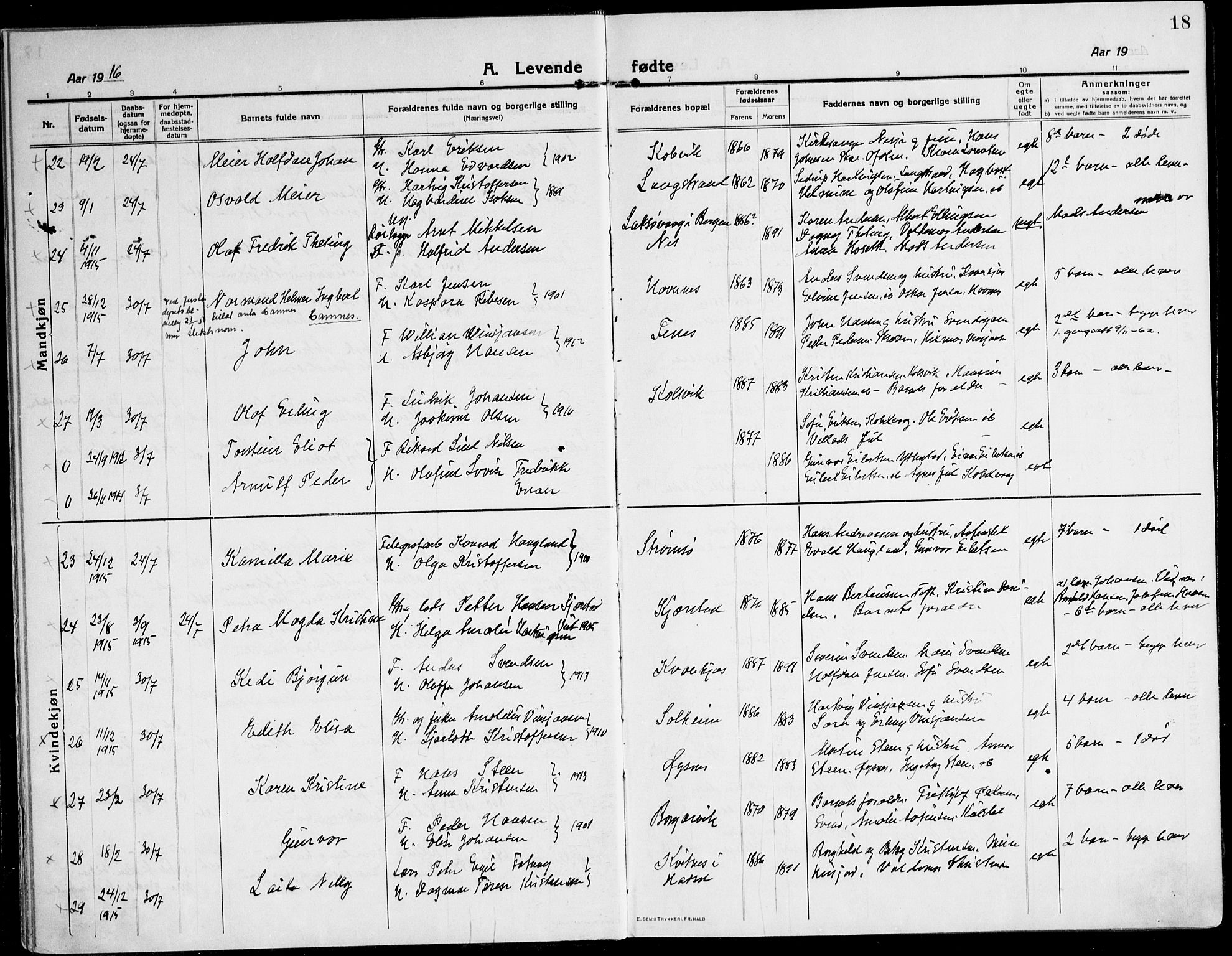 Ministerialprotokoller, klokkerbøker og fødselsregistre - Nordland, AV/SAT-A-1459/872/L1037: Parish register (official) no. 872A12, 1914-1925, p. 18