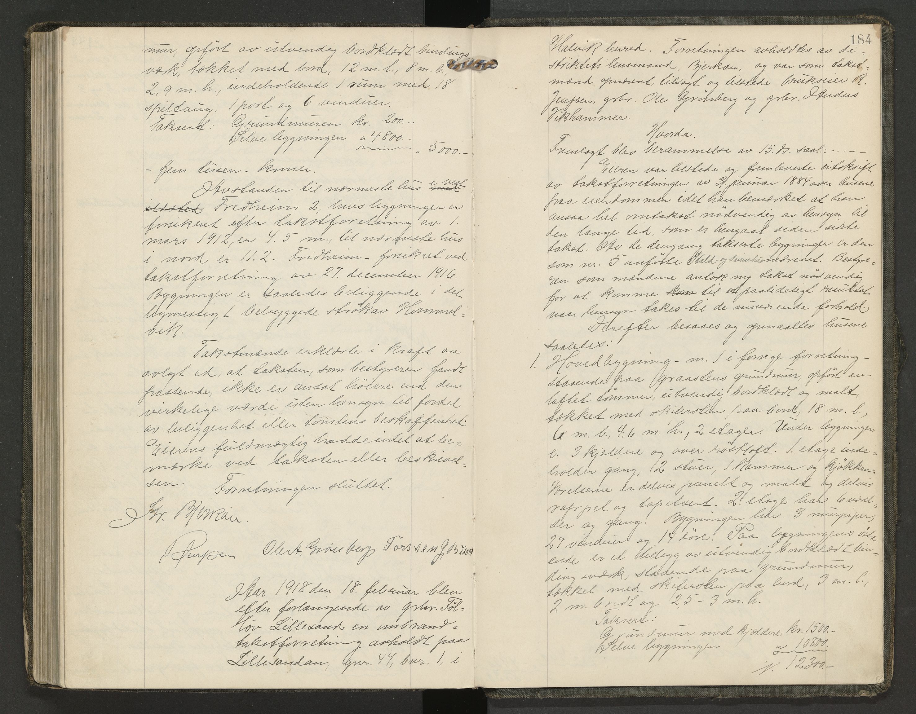 Norges Brannkasse Malvik, AV/SAT-A-1289/Fa/L0002: Branntakstprotokoll, 1909-1918, p. 184