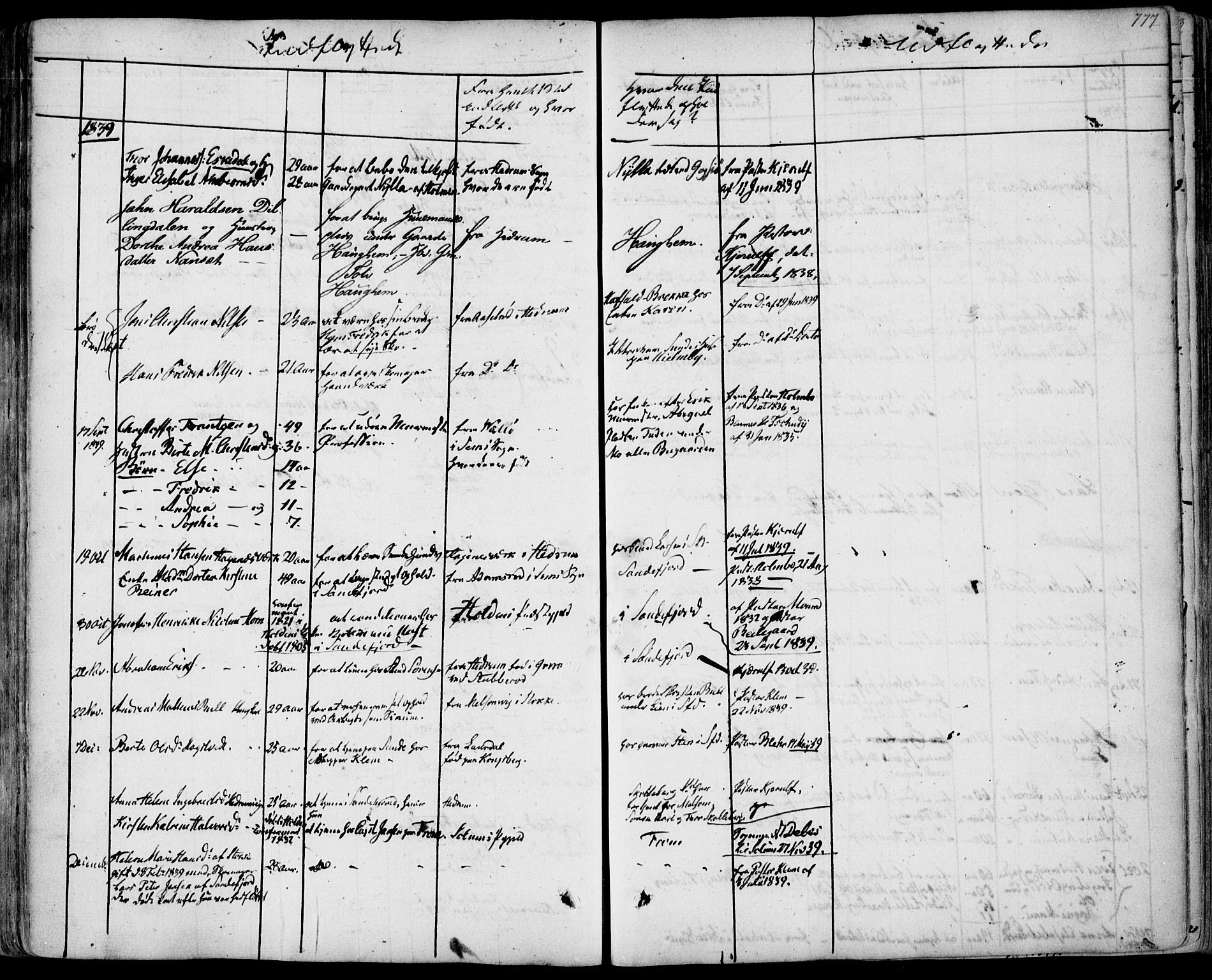 Sandar kirkebøker, SAKO/A-243/F/Fa/L0005: Parish register (official) no. 5, 1832-1847, p. 776-777