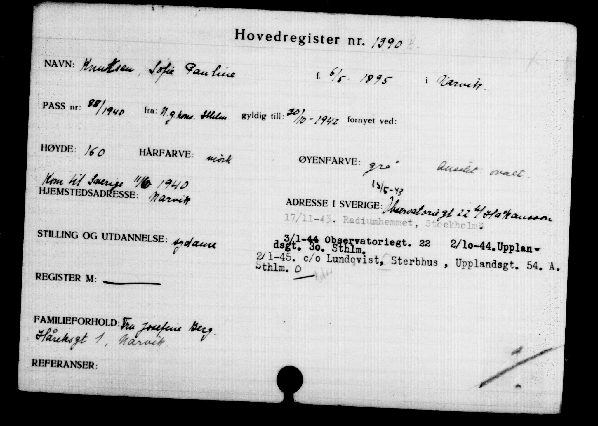 Den Kgl. Norske Legasjons Flyktningskontor, AV/RA-S-6753/V/Va/L0002: Kjesäterkartoteket.  Flyktningenr. 1001-2000, 1940-1945, p. 559