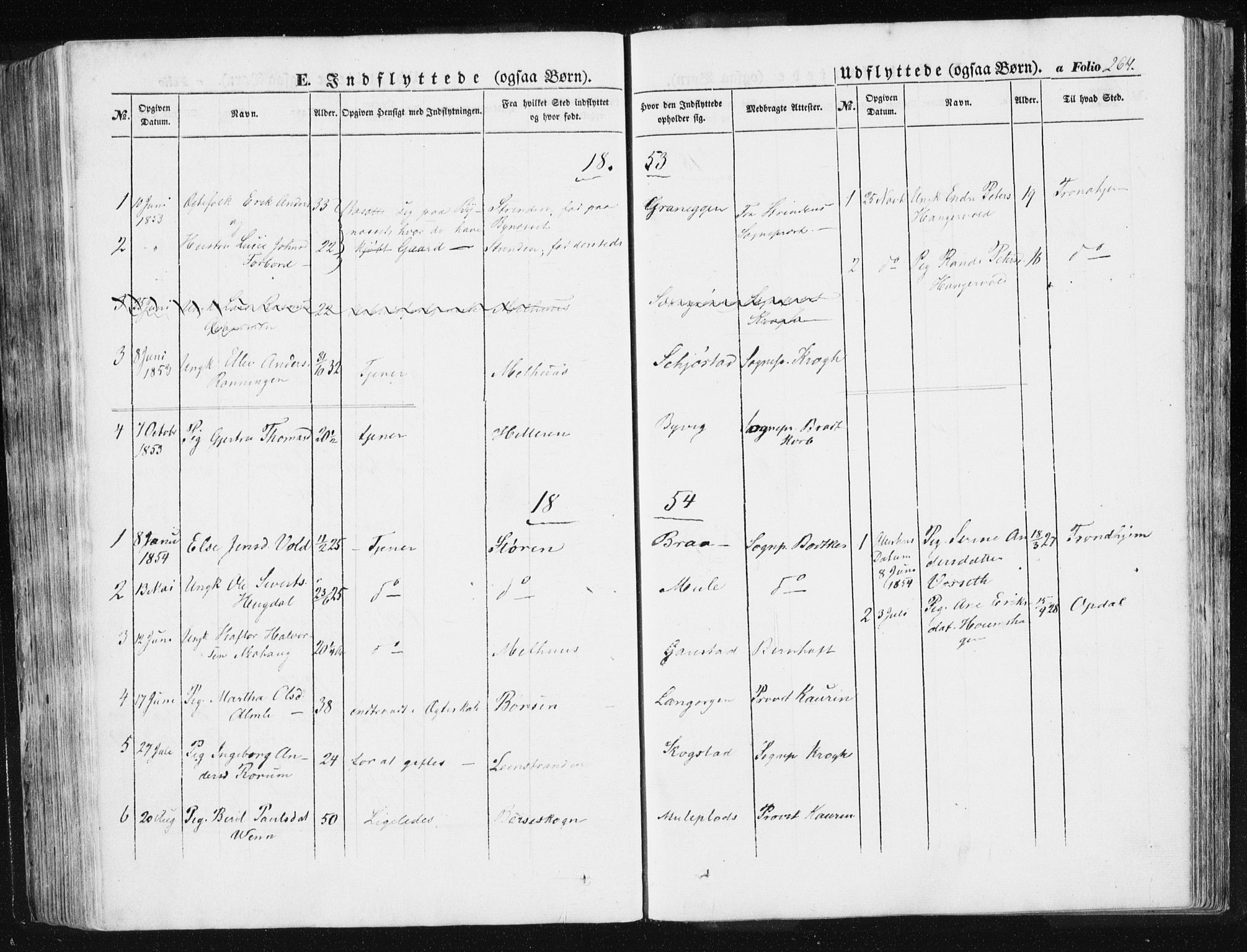 Ministerialprotokoller, klokkerbøker og fødselsregistre - Sør-Trøndelag, SAT/A-1456/612/L0376: Parish register (official) no. 612A08, 1846-1859, p. 264