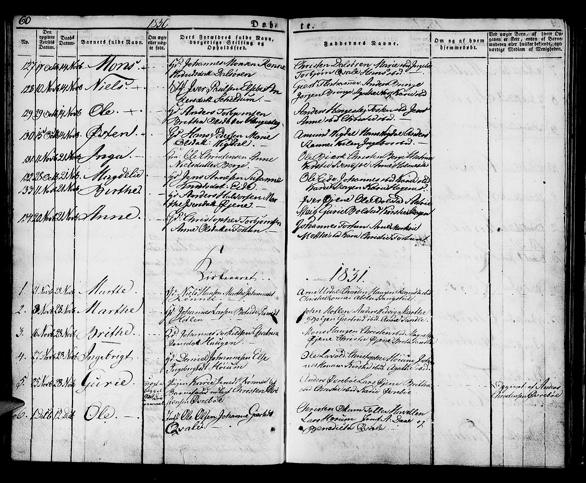 Luster sokneprestembete, SAB/A-81101/H/Haa/Haaa/L0004: Parish register (official) no. A 4, 1821-1832, p. 60