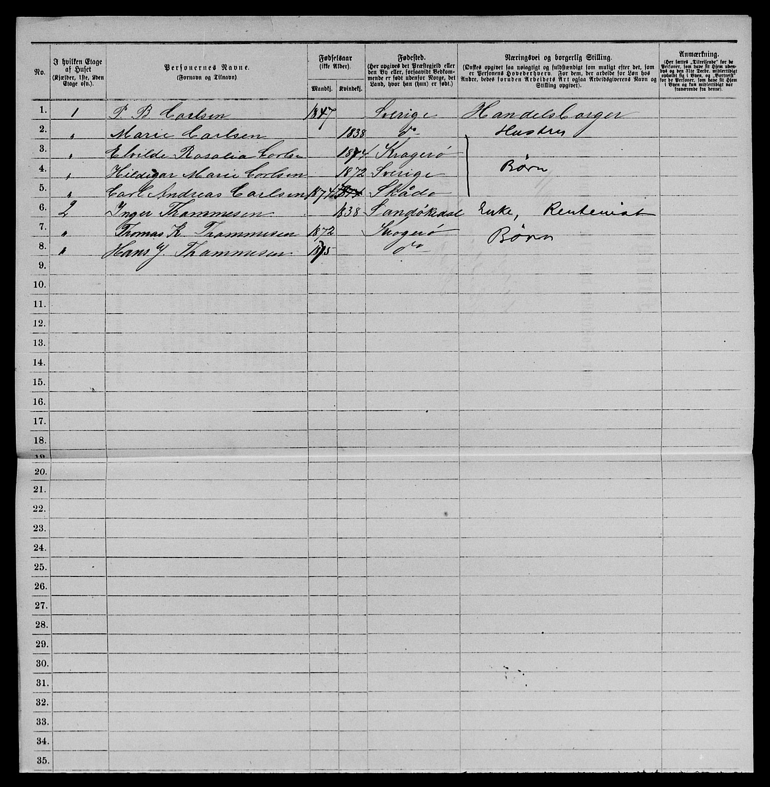 SAKO, 1885 census for 0801 Kragerø, 1885, p. 1438