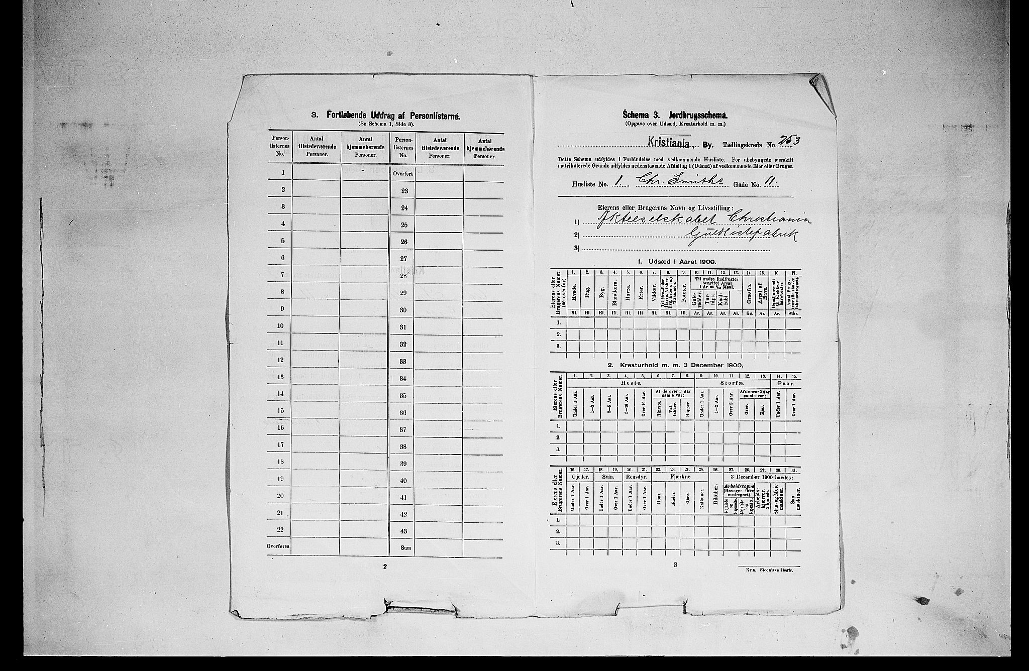 SAO, 1900 census for Kristiania, 1900, p. 12563