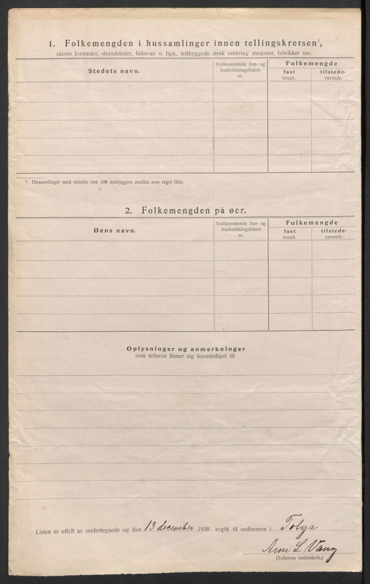 SAH, 1920 census for Tolga, 1920, p. 11