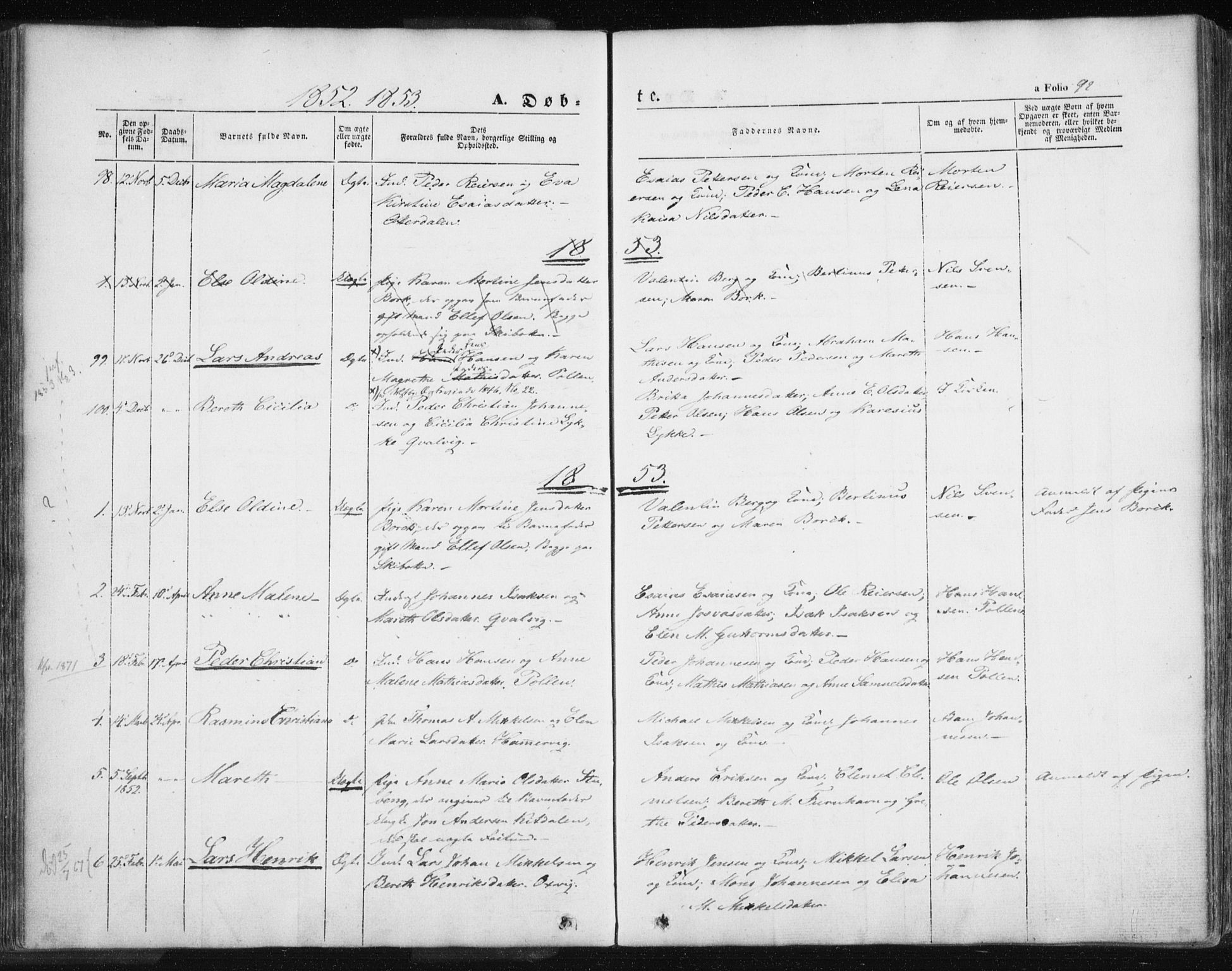 Lyngen sokneprestembete, SATØ/S-1289/H/He/Hea/L0004kirke: Parish register (official) no. 4, 1839-1858, p. 92