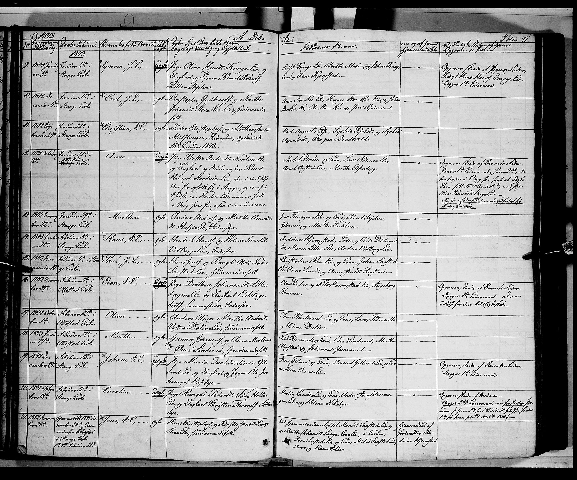 Stange prestekontor, SAH/PREST-002/K/L0010: Parish register (official) no. 10, 1835-1845, p. 71