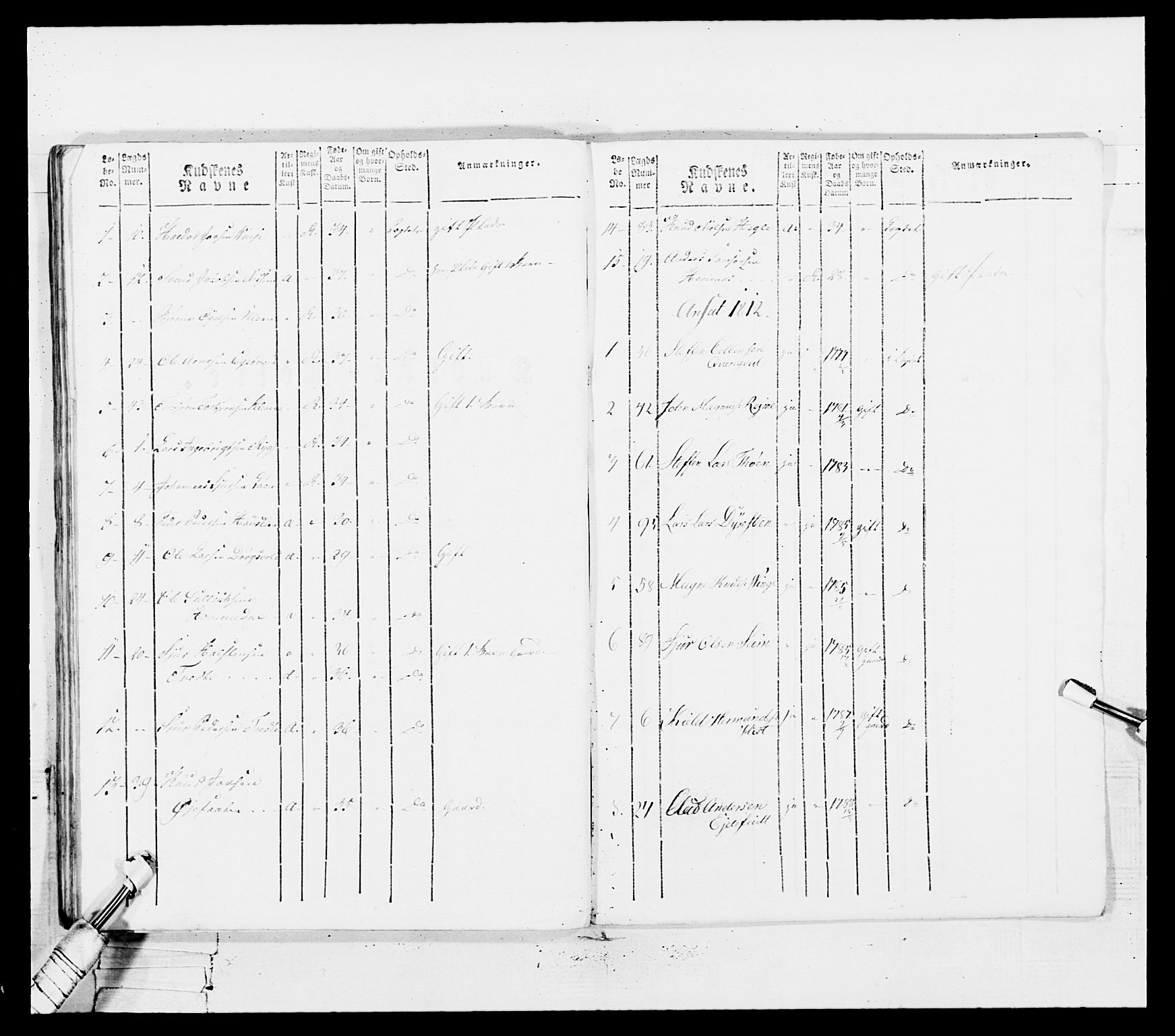 Generalitets- og kommissariatskollegiet, Det kongelige norske kommissariatskollegium, AV/RA-EA-5420/E/Eh/L0100: Bergenhusiske skarpskytterbataljon, 1812, p. 233