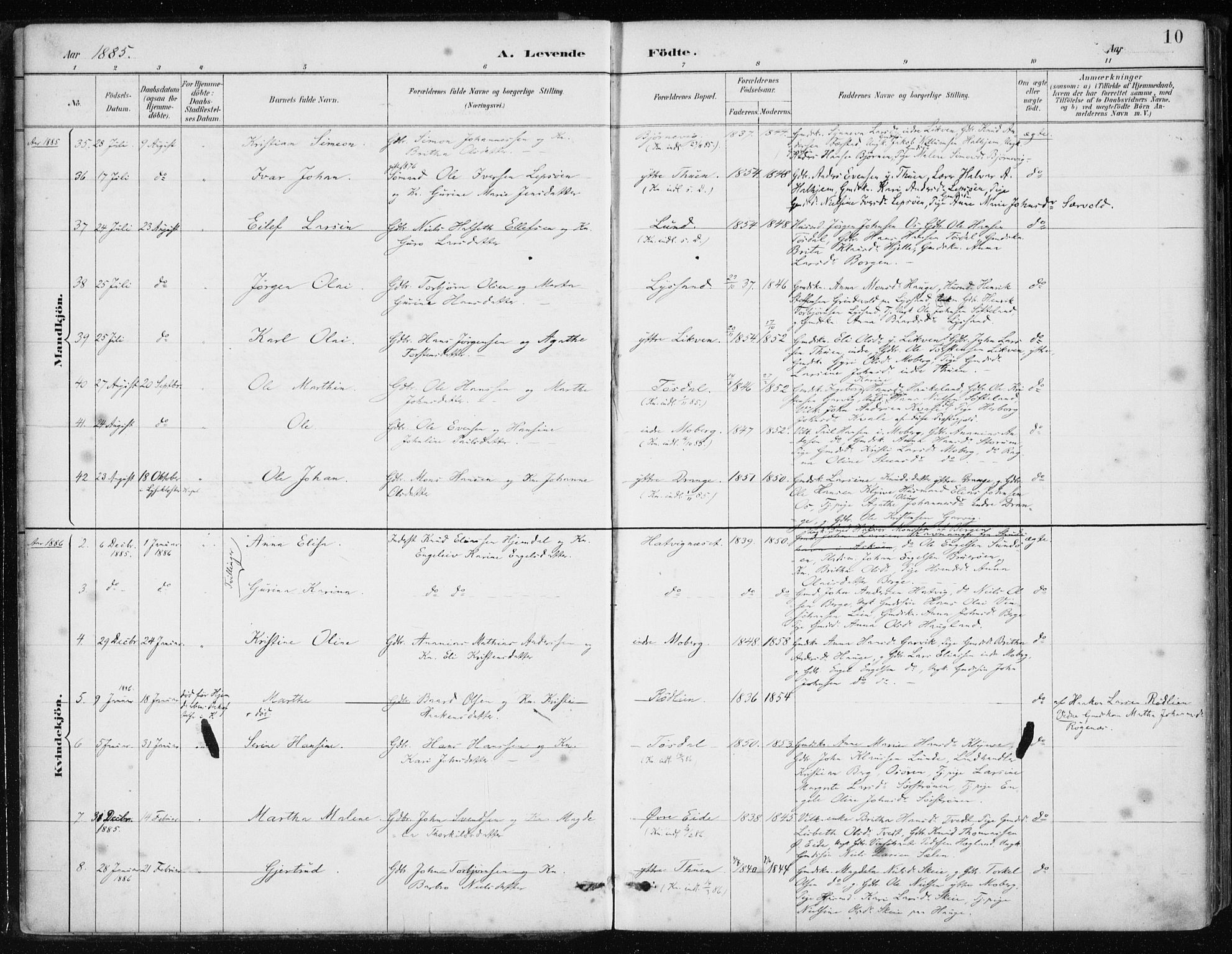 Os sokneprestembete, SAB/A-99929: Parish register (official) no. B 1, 1885-1902, p. 10