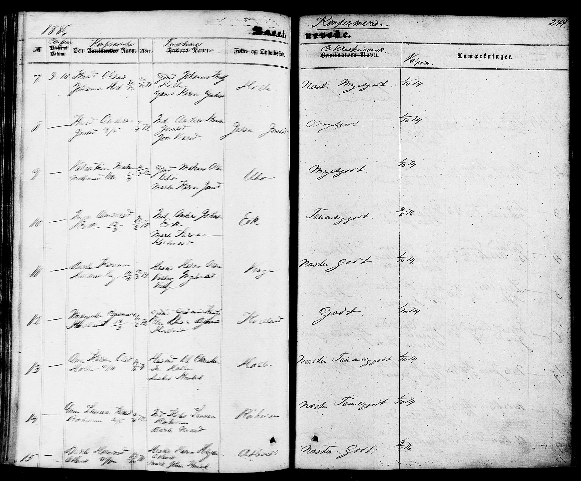 Nedstrand sokneprestkontor, AV/SAST-A-101841/01/IV: Parish register (official) no. A 10, 1861-1887, p. 244