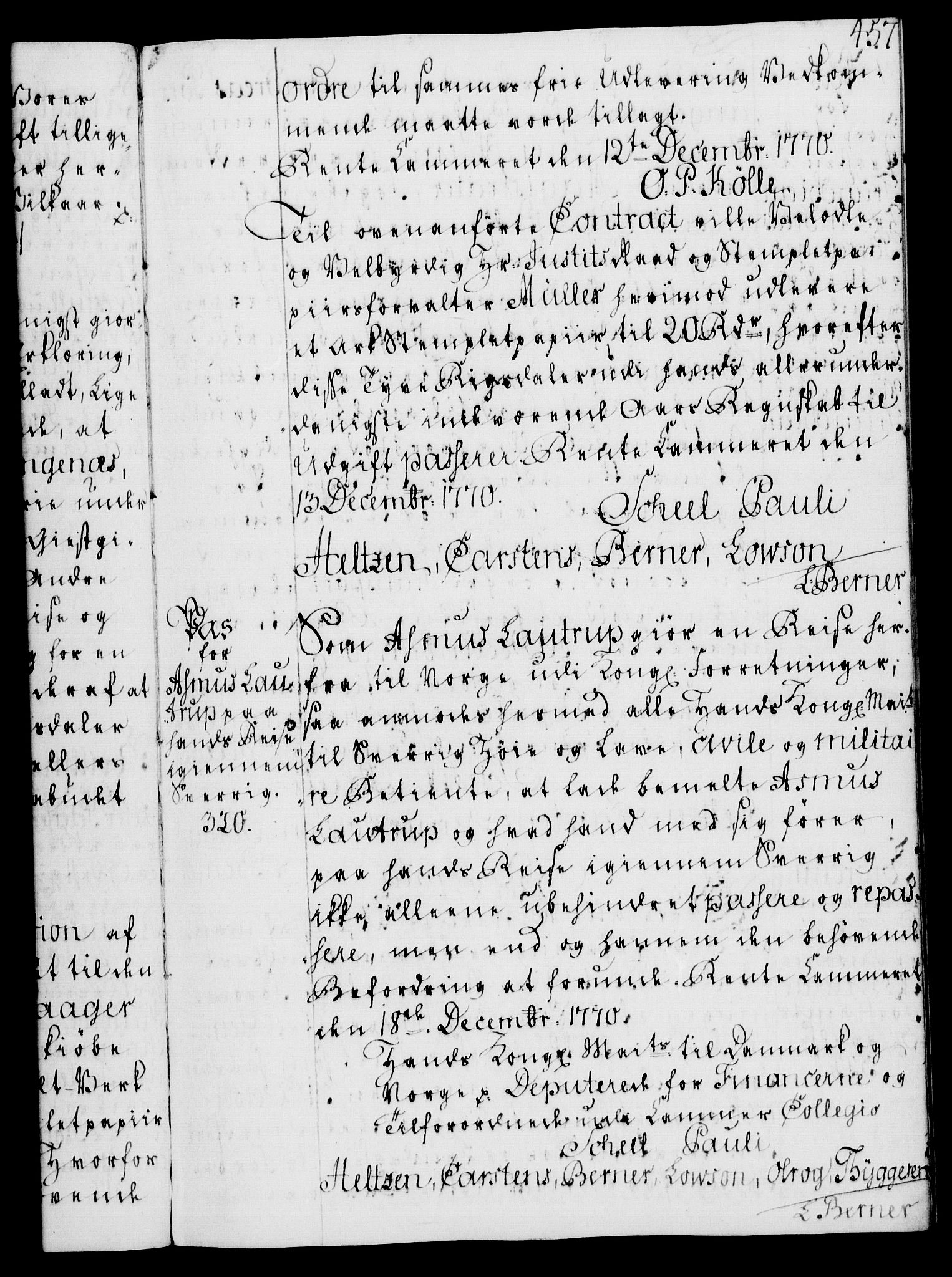 Rentekammeret, Kammerkanselliet, RA/EA-3111/G/Gg/Gga/L0008: Norsk ekspedisjonsprotokoll med register (merket RK 53.8), 1768-1771, p. 457