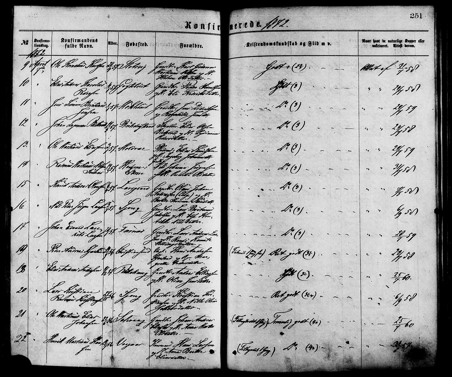Ministerialprotokoller, klokkerbøker og fødselsregistre - Møre og Romsdal, AV/SAT-A-1454/528/L0400: Parish register (official) no. 528A11, 1871-1879, p. 251