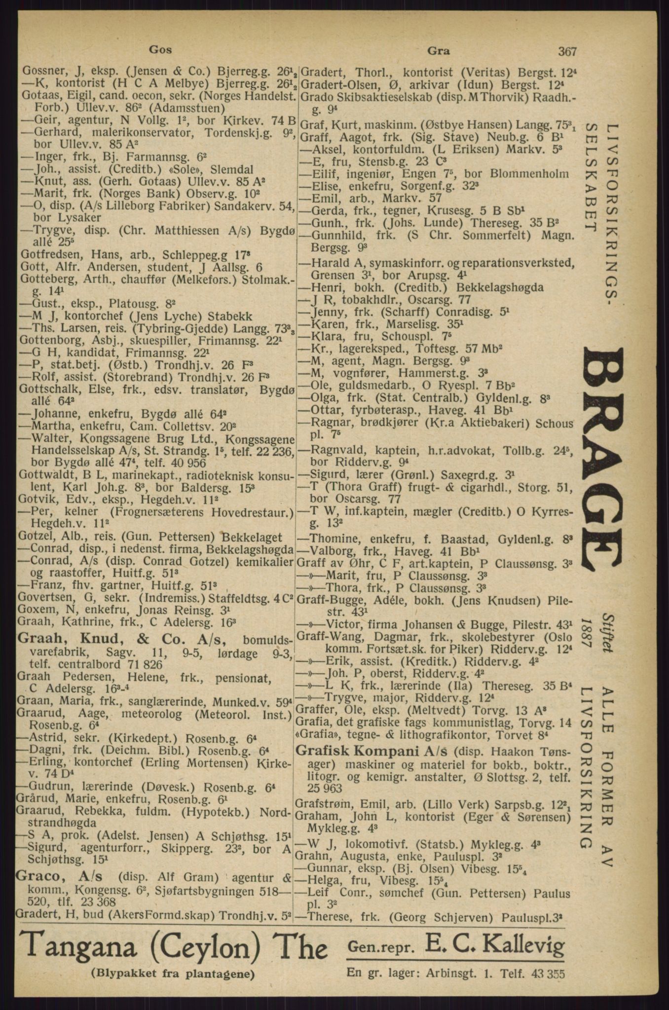 Kristiania/Oslo adressebok, PUBL/-, 1927, p. 367