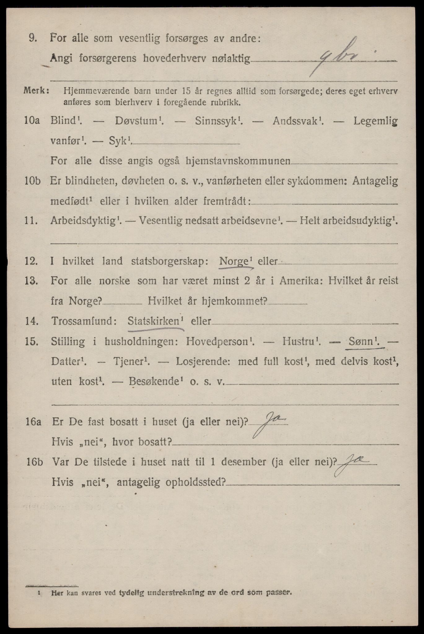 SAST, 1920 census for Strand, 1920, p. 3989