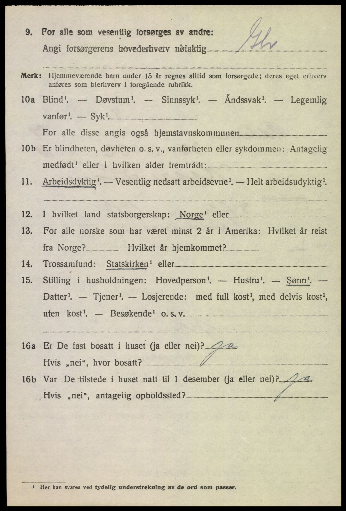 SAK, 1920 census for Oddernes, 1920, p. 5568