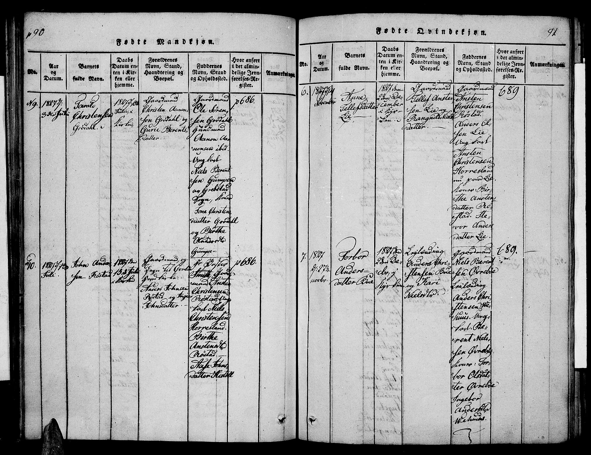 Vennesla sokneprestkontor, AV/SAK-1111-0045/Fa/Fac/L0003: Parish register (official) no. A 3, 1820-1834, p. 90-91