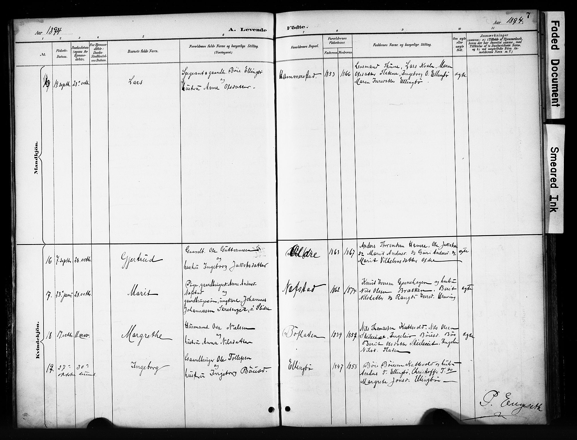 Vang prestekontor, Valdres, SAH/PREST-140/H/Hb/L0006: Parish register (copy) no. 6, 1893-1918, p. 7
