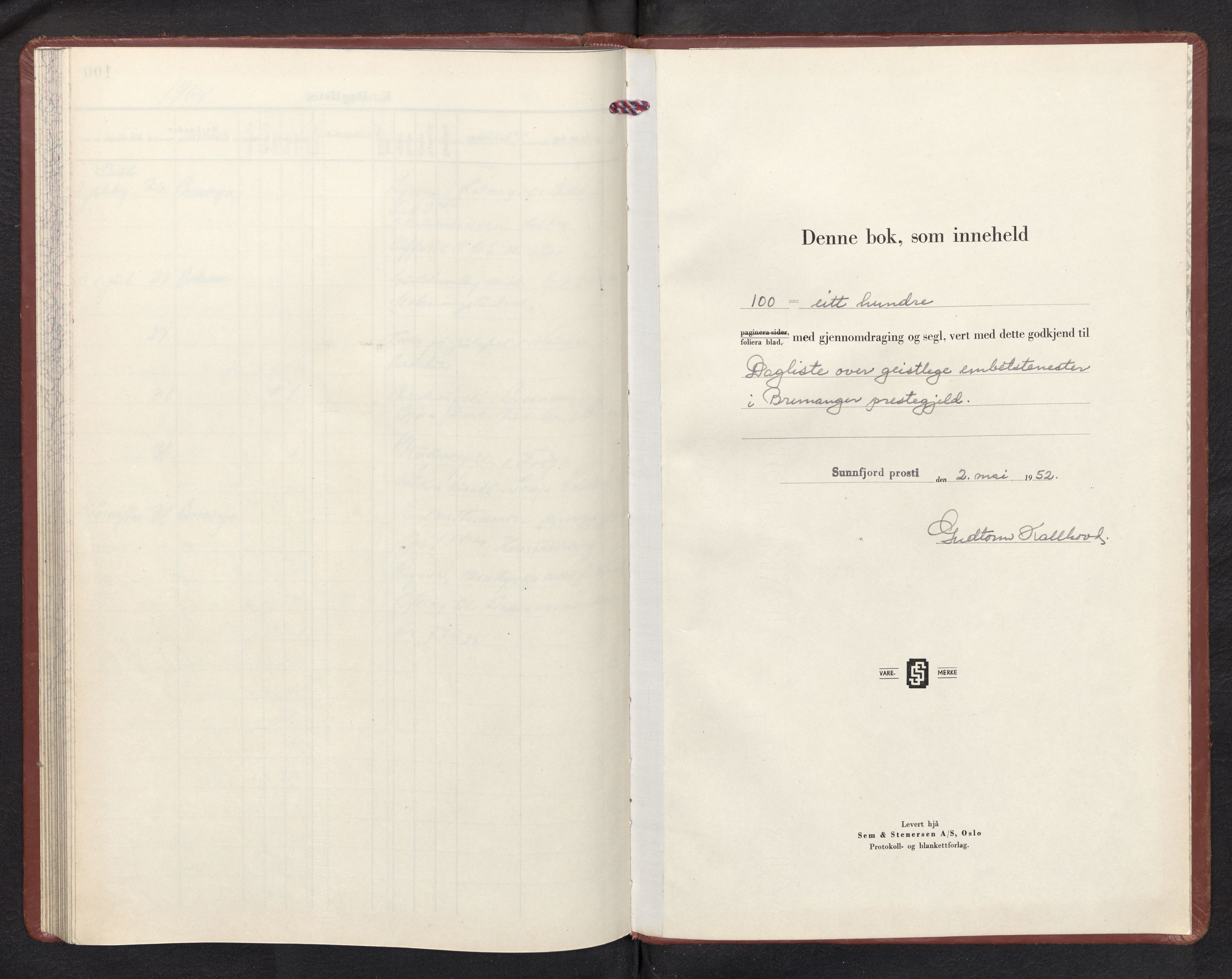 Bremanger sokneprestembete, SAB/A-82201/H/Haa/Haad/L0002: Diary records no. D 2, 1952-1964, p. 100b-101a