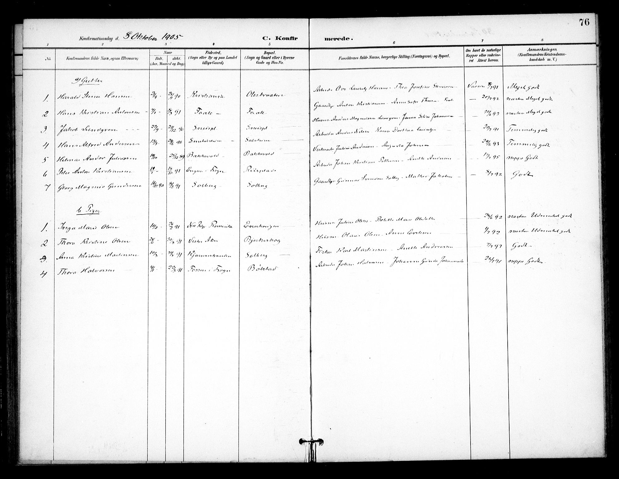 Ås prestekontor Kirkebøker, SAO/A-10894/F/Fb/L0002: Parish register (official) no. II 2, 1895-1916, p. 76