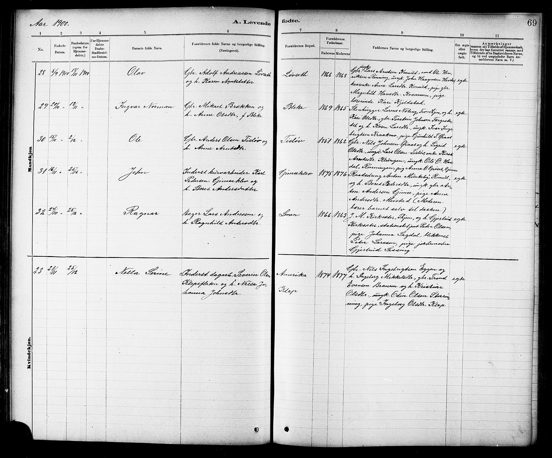 Ministerialprotokoller, klokkerbøker og fødselsregistre - Sør-Trøndelag, SAT/A-1456/691/L1094: Parish register (copy) no. 691C05, 1879-1911, p. 69