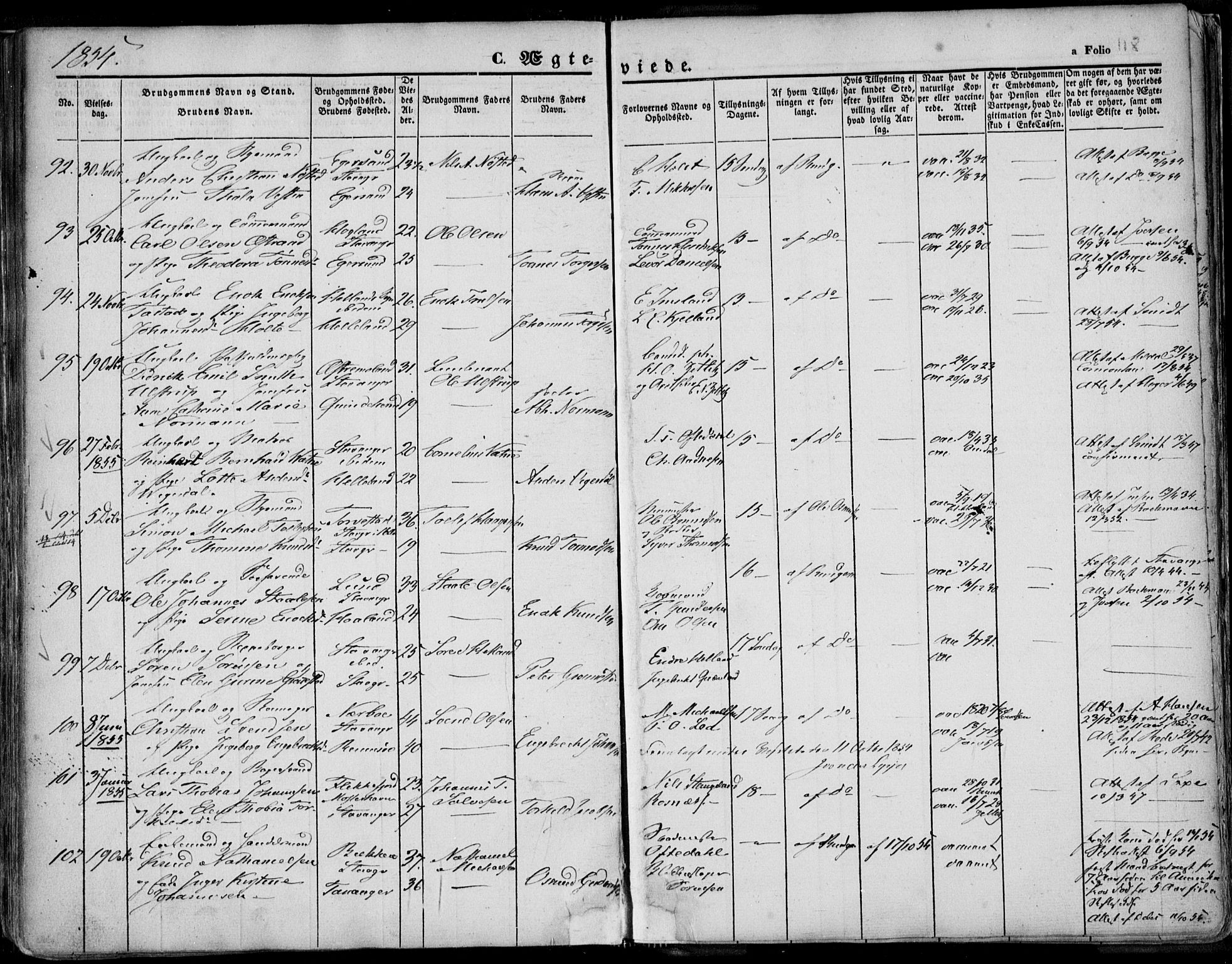 Domkirken sokneprestkontor, AV/SAST-A-101812/001/30/30BA/L0015: Parish register (official) no. A 14, 1842-1857, p. 118