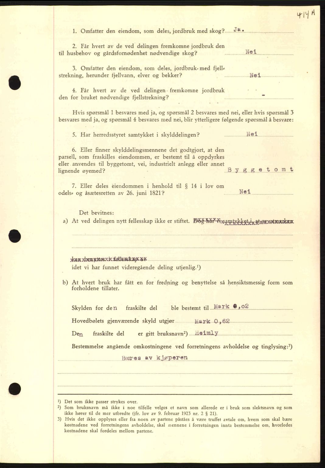 Nordmøre sorenskriveri, AV/SAT-A-4132/1/2/2Ca: Mortgage book no. A91, 1941-1942, Diary no: : 2154/1941