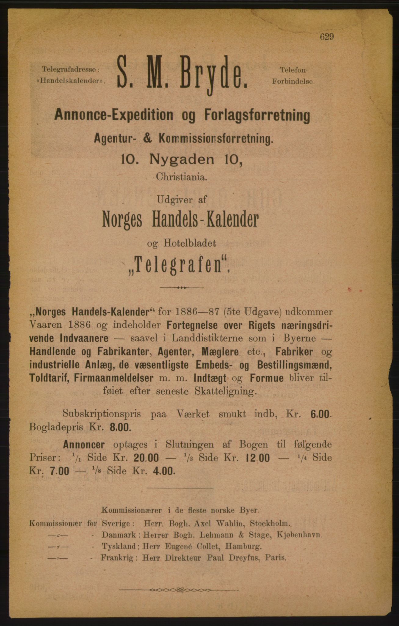 Kristiania/Oslo adressebok, PUBL/-, 1886, p. 629