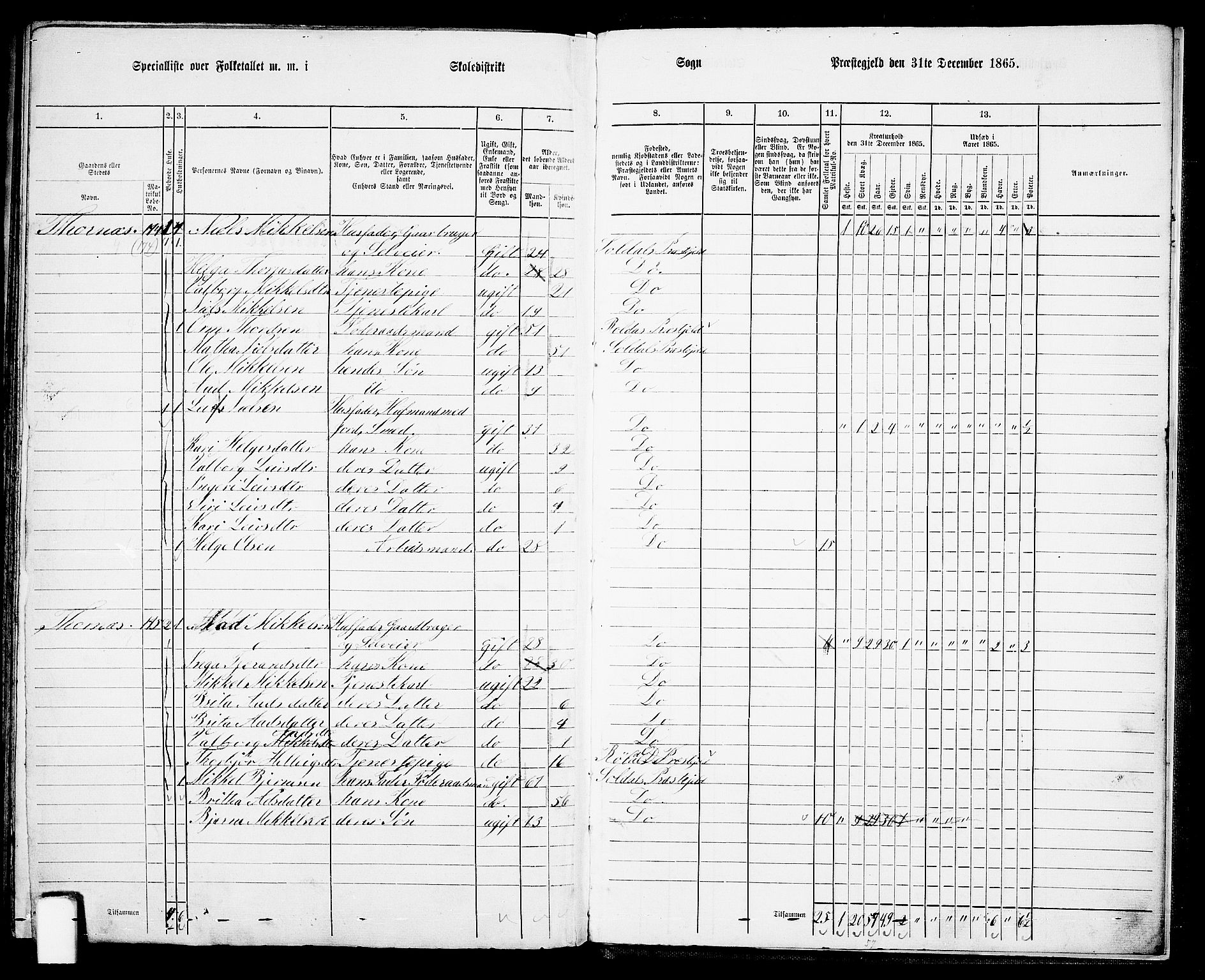 RA, 1865 census for Suldal, 1865, p. 118