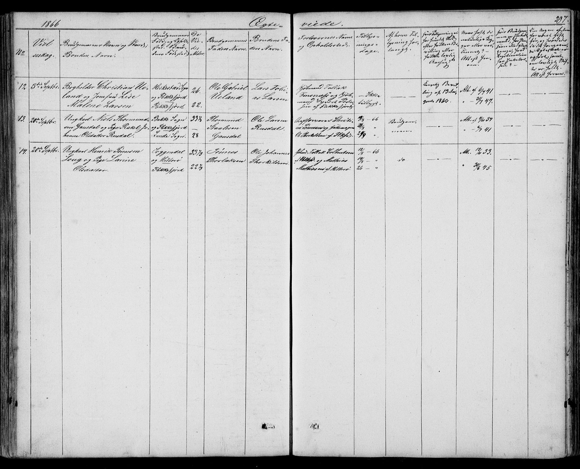 Flekkefjord sokneprestkontor, AV/SAK-1111-0012/F/Fb/Fbc/L0005: Parish register (copy) no. B 5, 1846-1866, p. 297