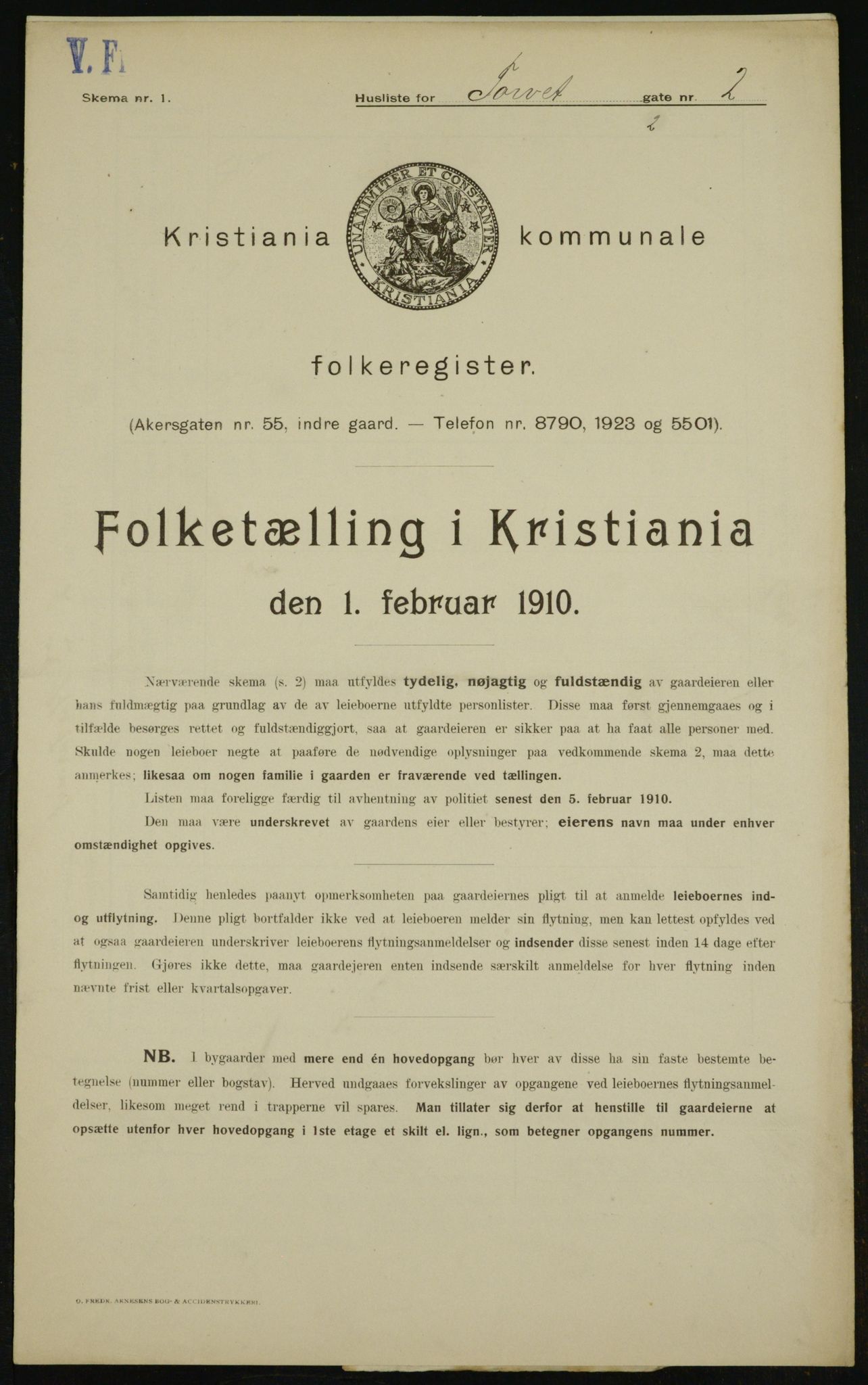 OBA, Municipal Census 1910 for Kristiania, 1910, p. 109293