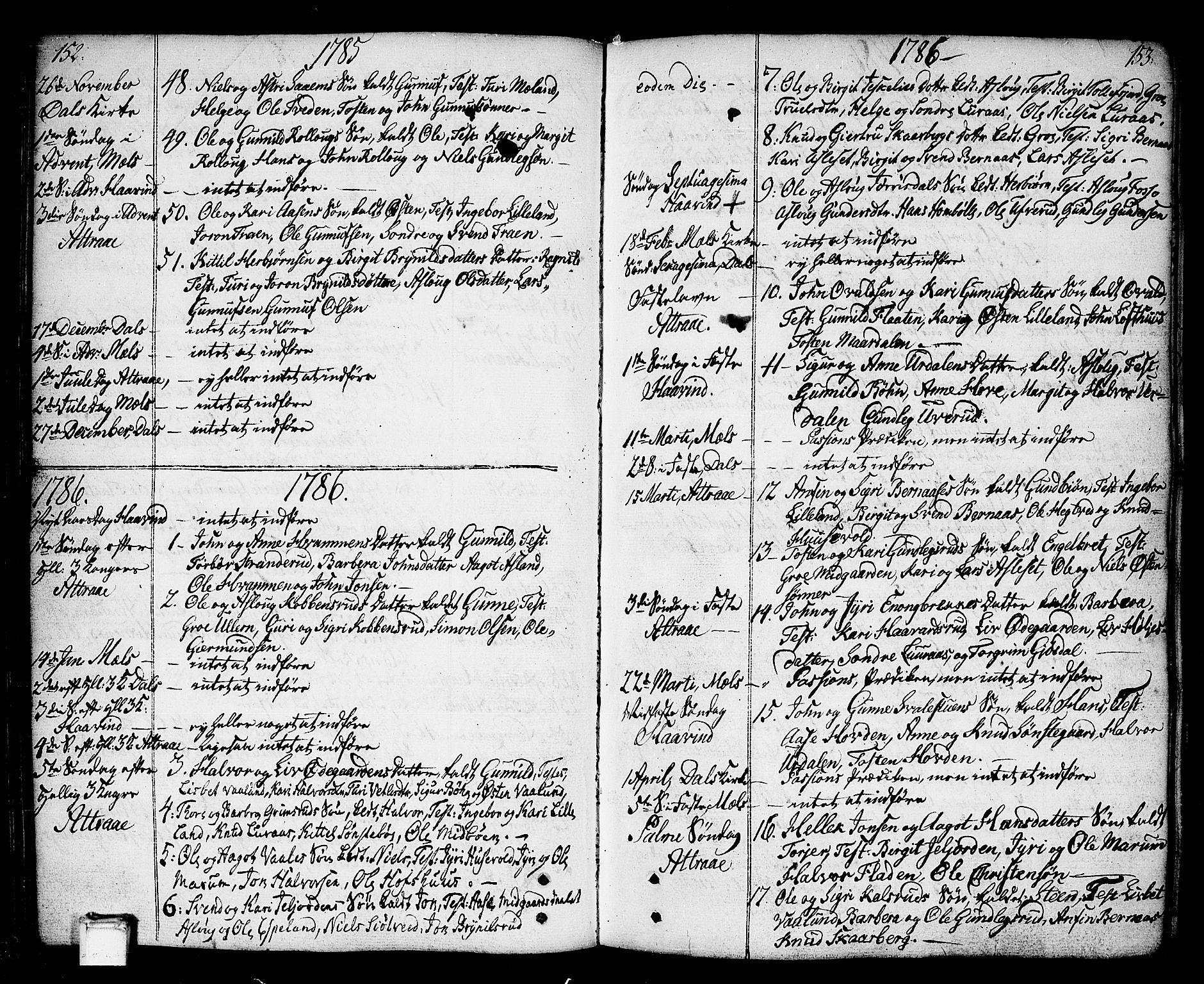 Tinn kirkebøker, SAKO/A-308/F/Fa/L0002: Parish register (official) no. I 2, 1757-1810, p. 152-153