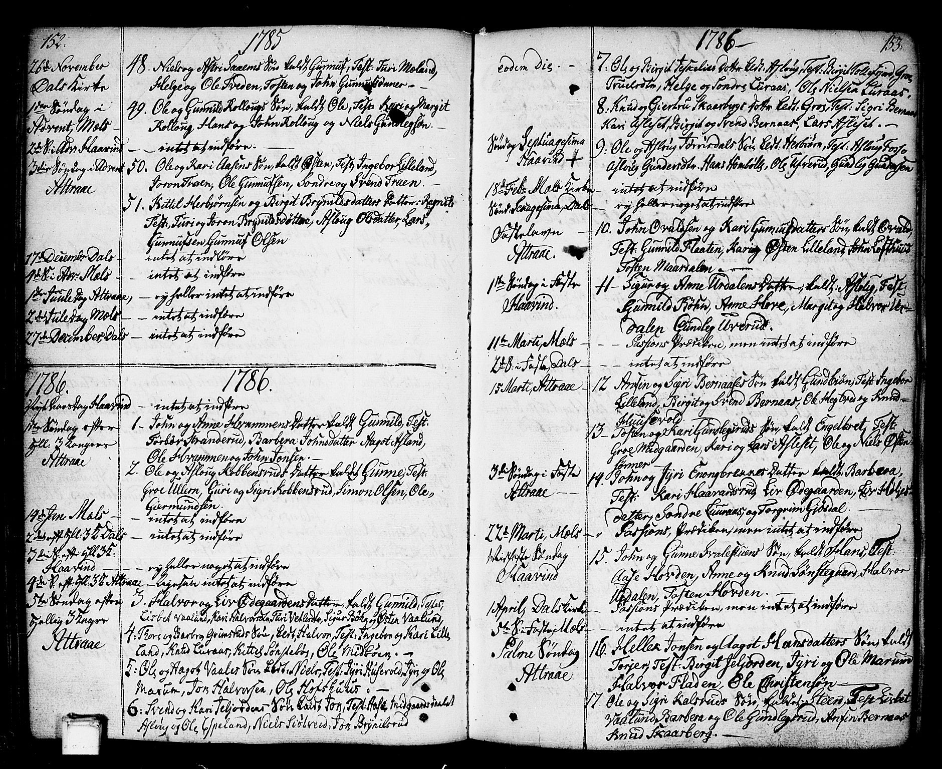 Tinn kirkebøker, AV/SAKO-A-308/F/Fa/L0002: Parish register (official) no. I 2, 1757-1810, p. 152-153