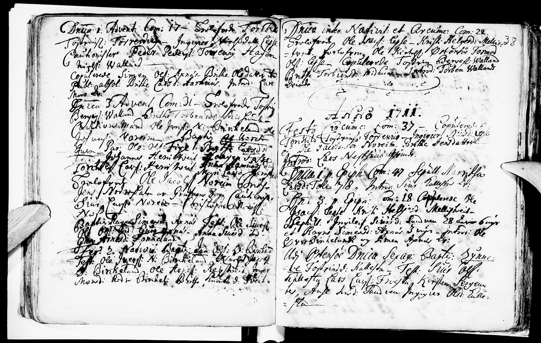 Kvam sokneprestembete, AV/SAB-A-76201/H/Haa: Parish register (official) no. A 2, 1696-1741, p. 38