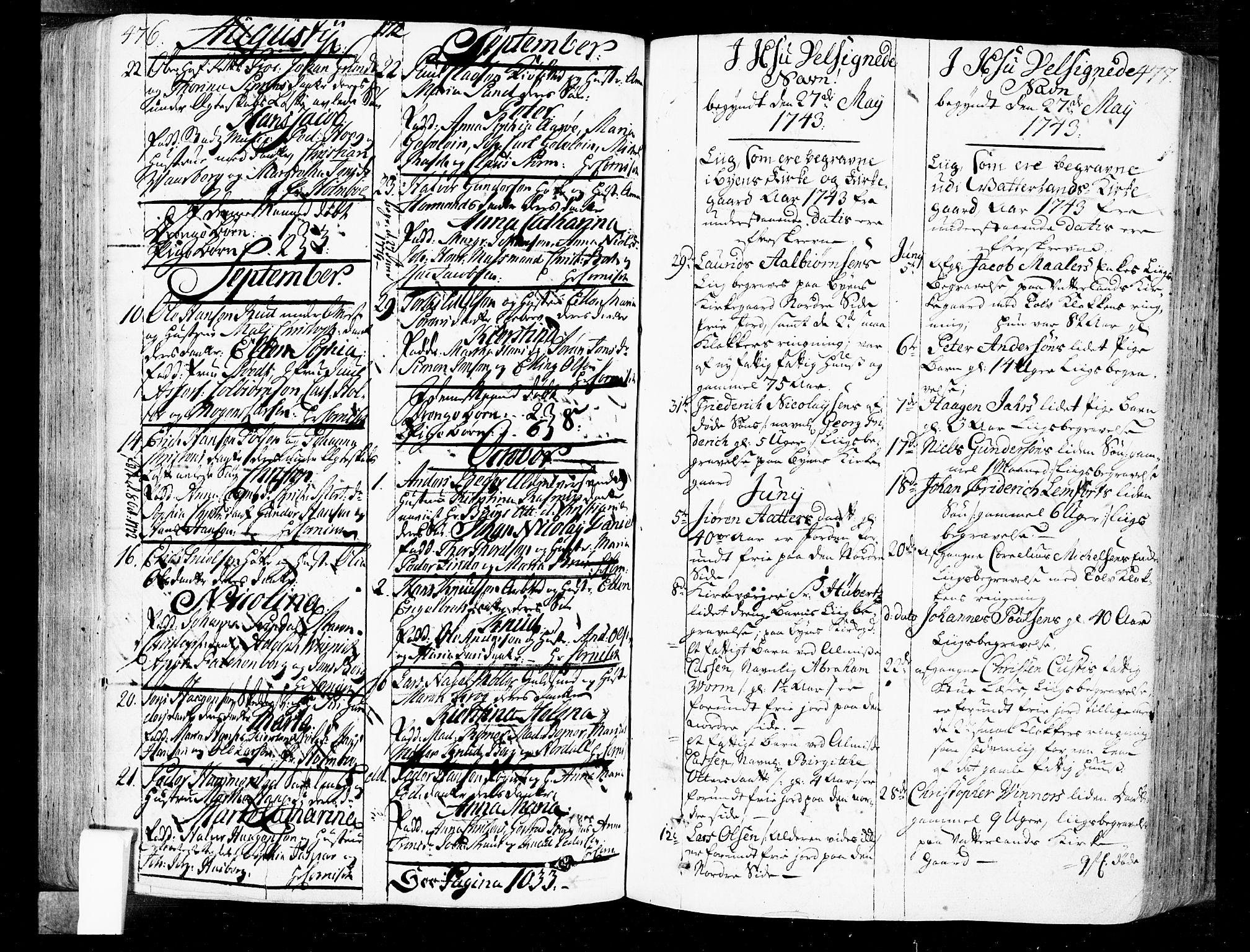 Oslo domkirke Kirkebøker, SAO/A-10752/F/Fa/L0004: Parish register (official) no. 4, 1743-1786, p. 476-477