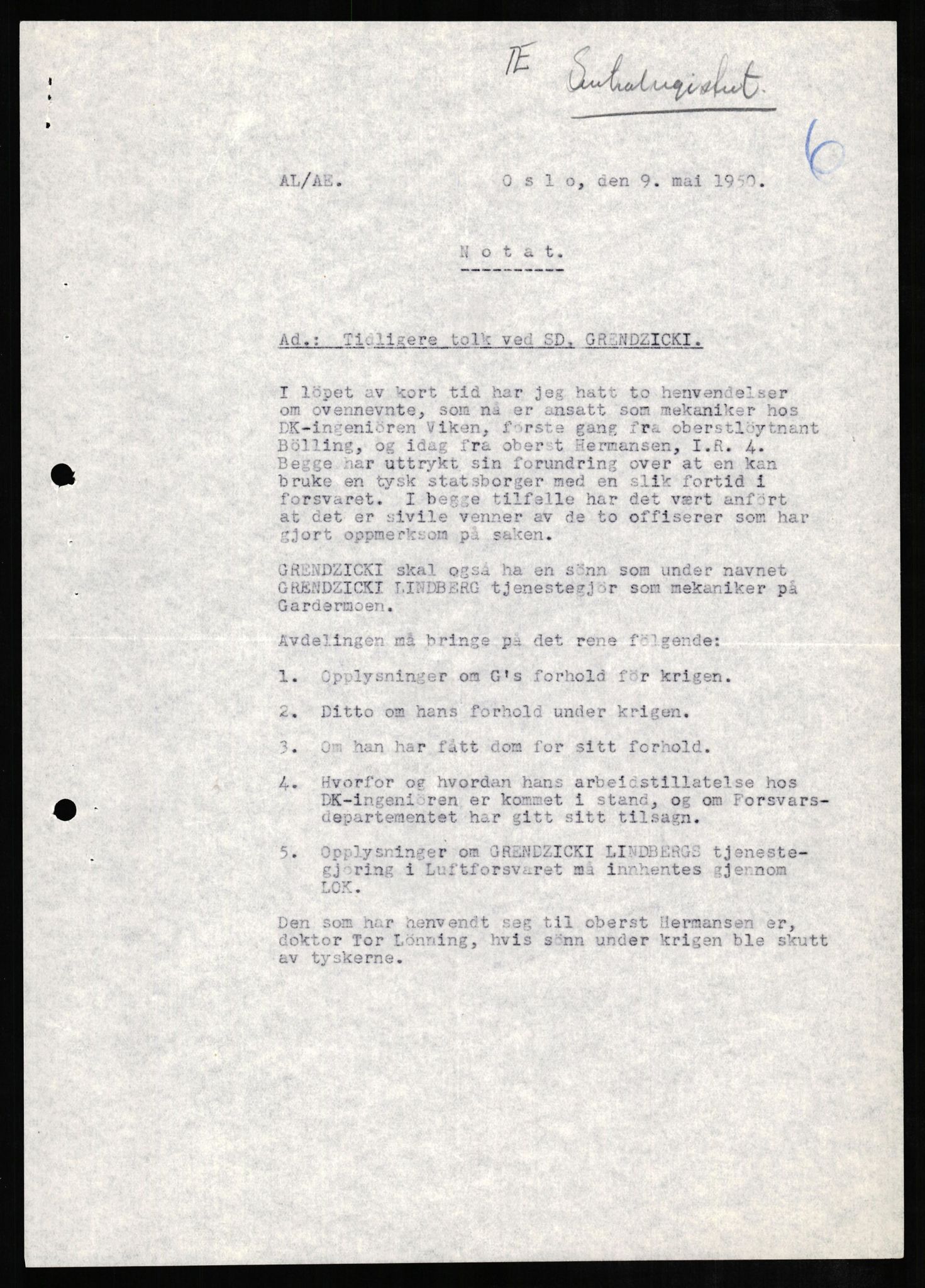 Forsvaret, Forsvarets overkommando II, AV/RA-RAFA-3915/D/Db/L0010: CI Questionaires. Tyske okkupasjonsstyrker i Norge. Tyskere., 1945-1946, p. 173