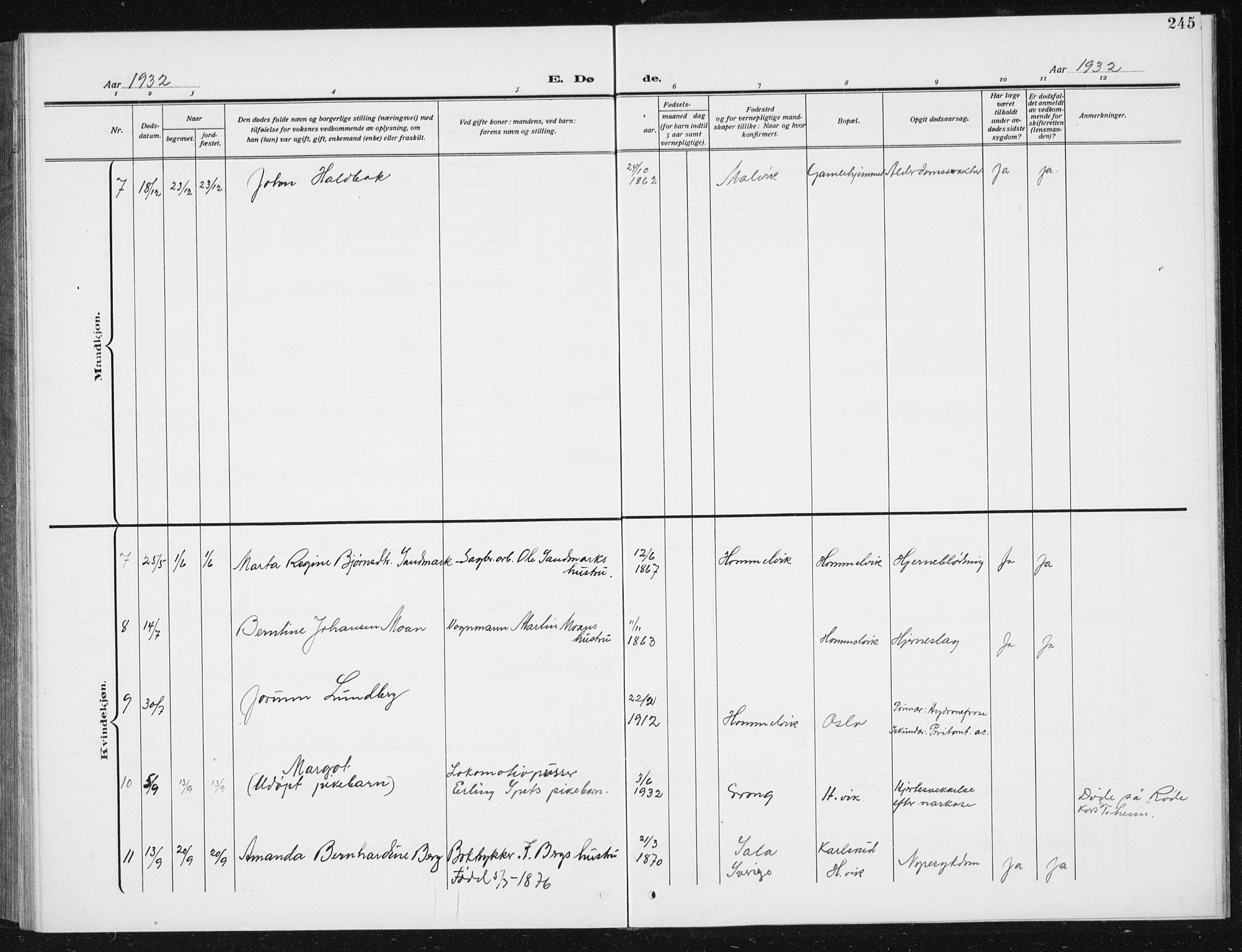Ministerialprotokoller, klokkerbøker og fødselsregistre - Sør-Trøndelag, SAT/A-1456/617/L0431: Parish register (copy) no. 617C02, 1910-1936, p. 245