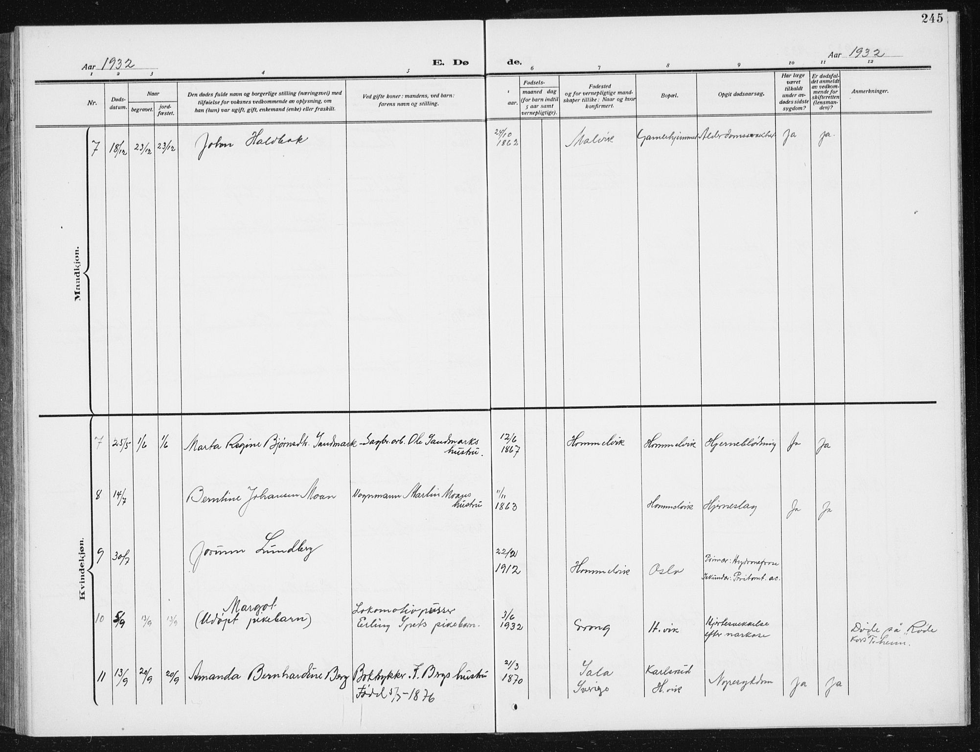 Ministerialprotokoller, klokkerbøker og fødselsregistre - Sør-Trøndelag, AV/SAT-A-1456/617/L0431: Parish register (copy) no. 617C02, 1910-1936, p. 245