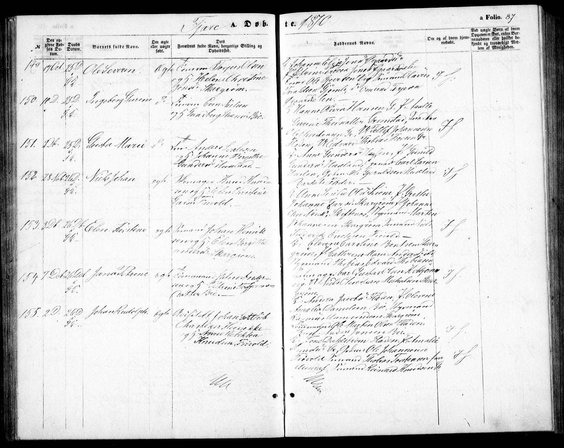 Fjære sokneprestkontor, AV/SAK-1111-0011/F/Fb/L0009: Parish register (copy) no. B 9, 1867-1870, p. 87