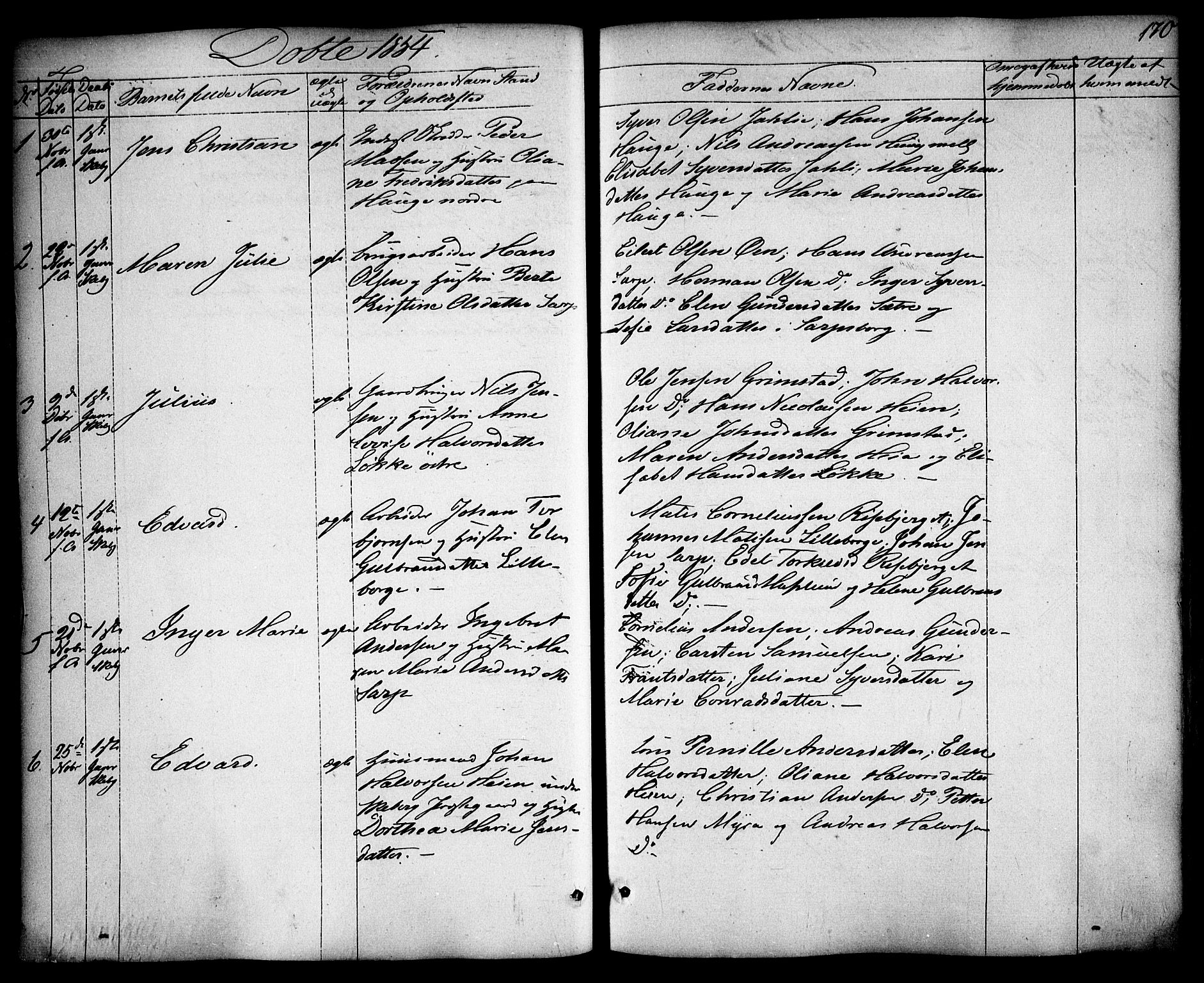 Skjeberg prestekontor Kirkebøker, SAO/A-10923/F/Fa/L0006: Parish register (official) no. I 6, 1846-1858, p. 170