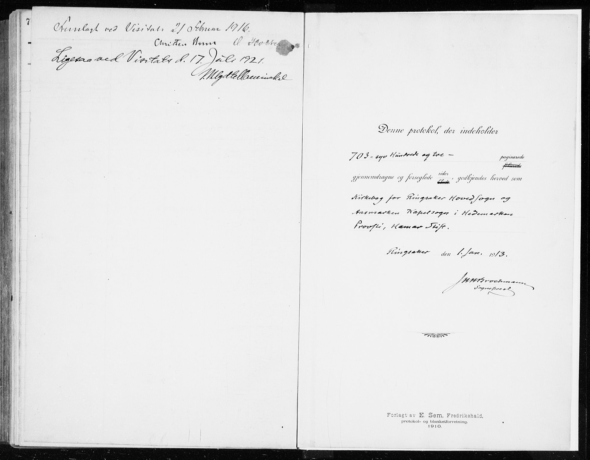 Ringsaker prestekontor, SAH/PREST-014/K/Ka/L0020: Parish register (official) no. 20, 1913-1922