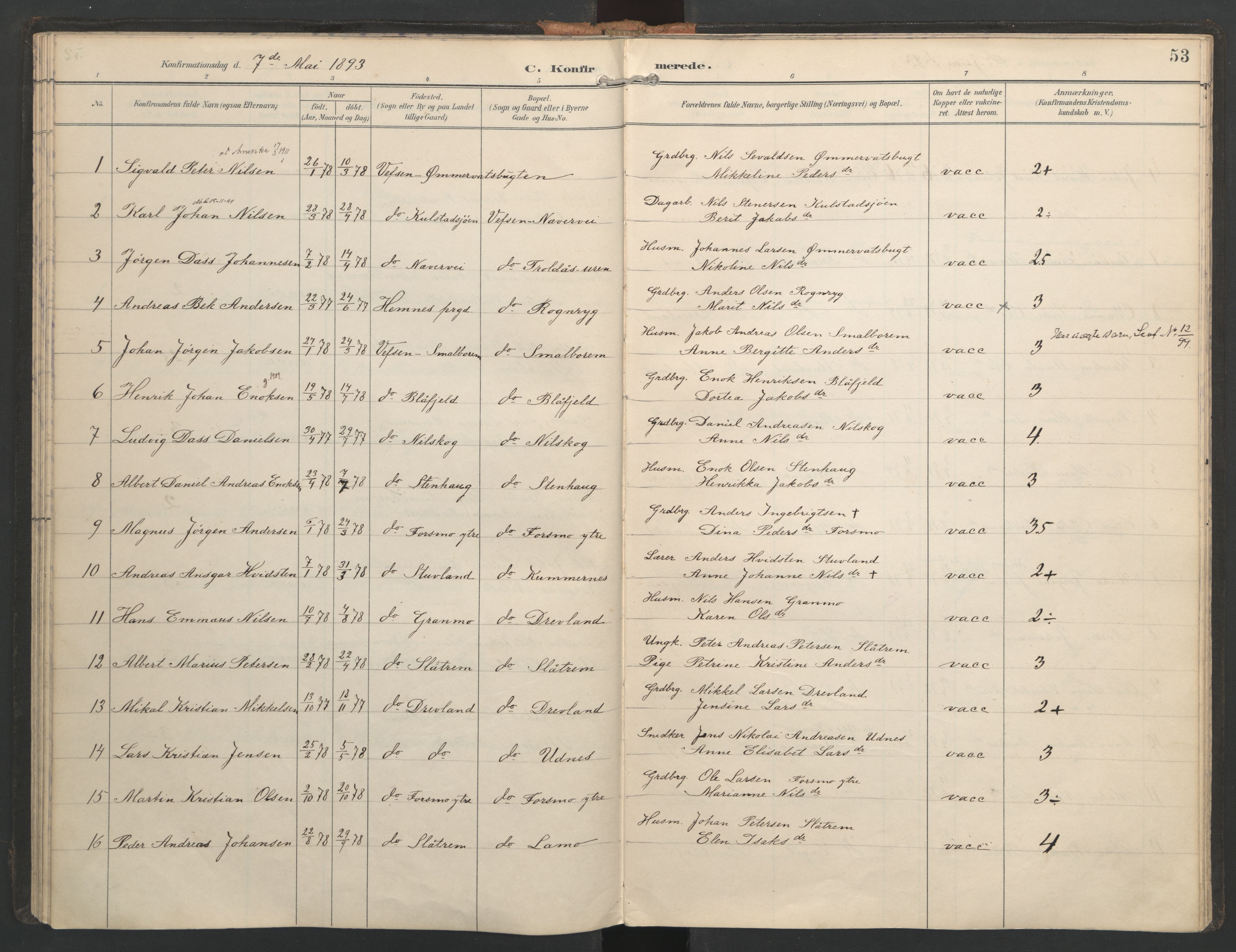 Ministerialprotokoller, klokkerbøker og fødselsregistre - Nordland, SAT/A-1459/821/L0317: Parish register (official) no. 821A01, 1892-1907, p. 53