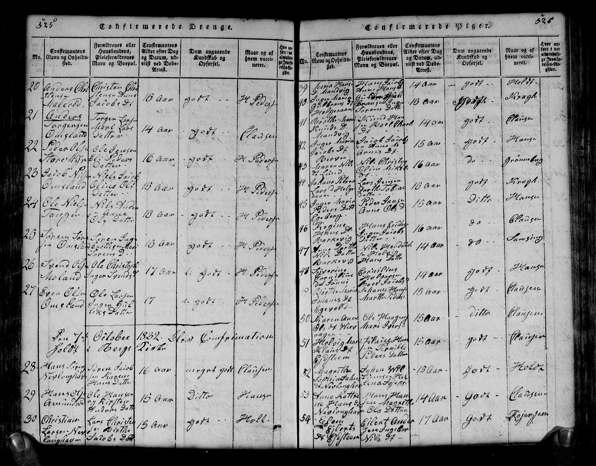 Brunlanes kirkebøker, SAKO/A-342/G/Ga/L0001: Parish register (copy) no. I 1, 1814-1834, p. 525-526