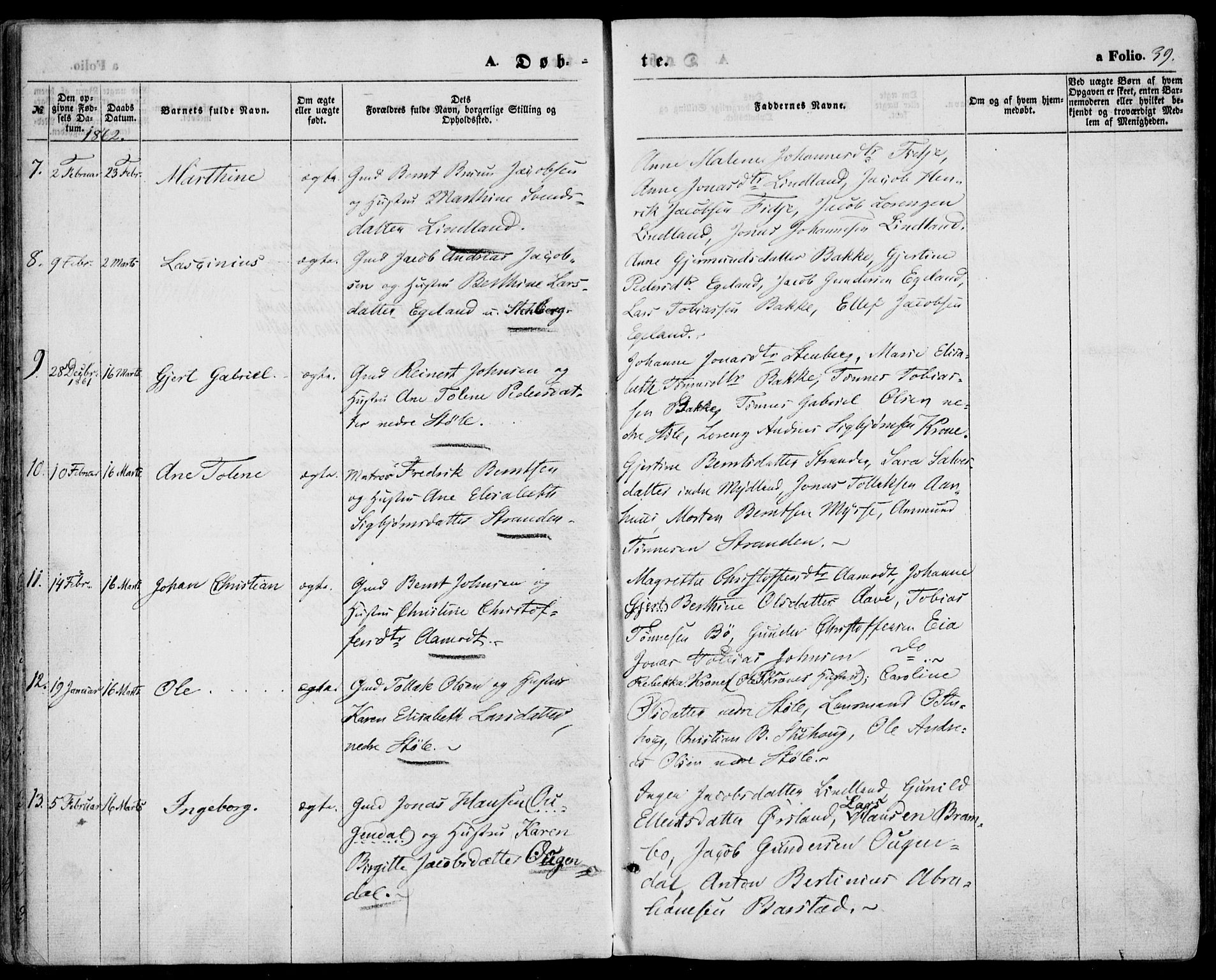 Sokndal sokneprestkontor, AV/SAST-A-101808: Parish register (official) no. A 9, 1857-1874, p. 39