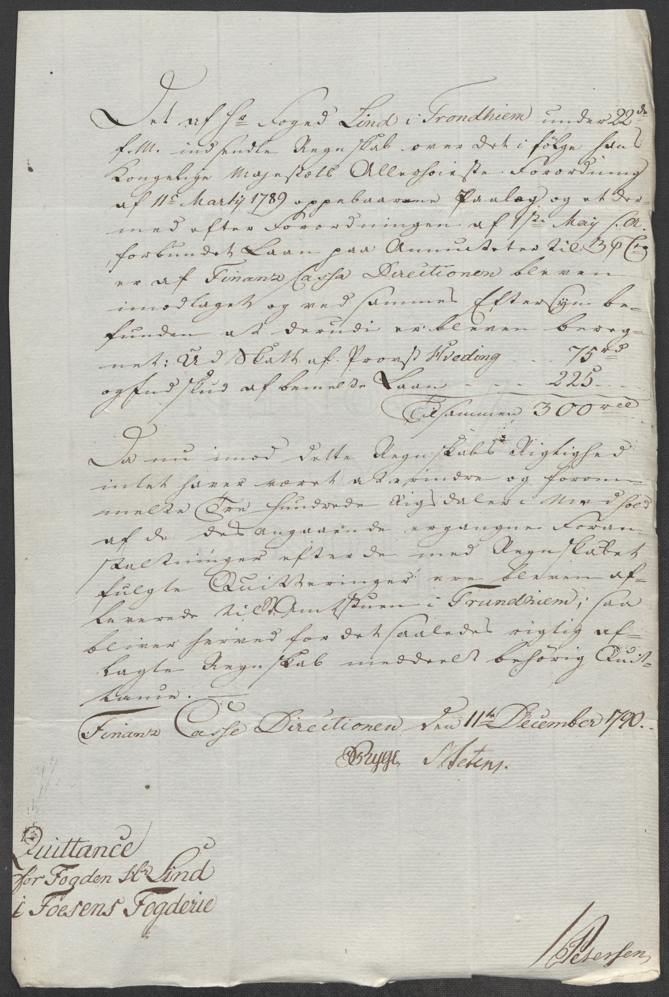 Rentekammeret inntil 1814, Reviderte regnskaper, Mindre regnskaper, RA/EA-4068/Rf/Rfe/L0009: Fredrikstad. Fosen fogderi, 1789, p. 319