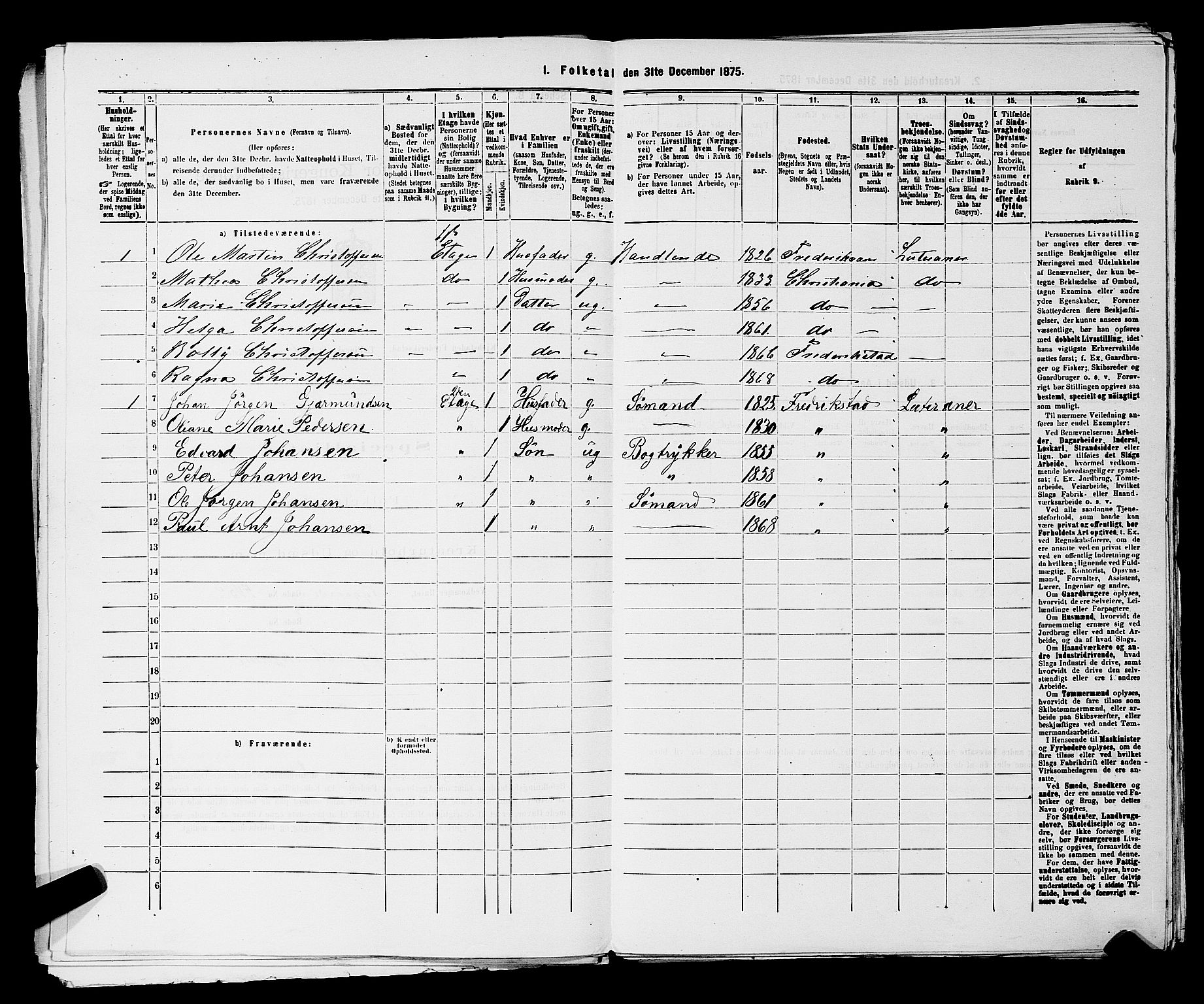 RA, 1875 census for 0103B Fredrikstad/Fredrikstad, 1875, p. 953