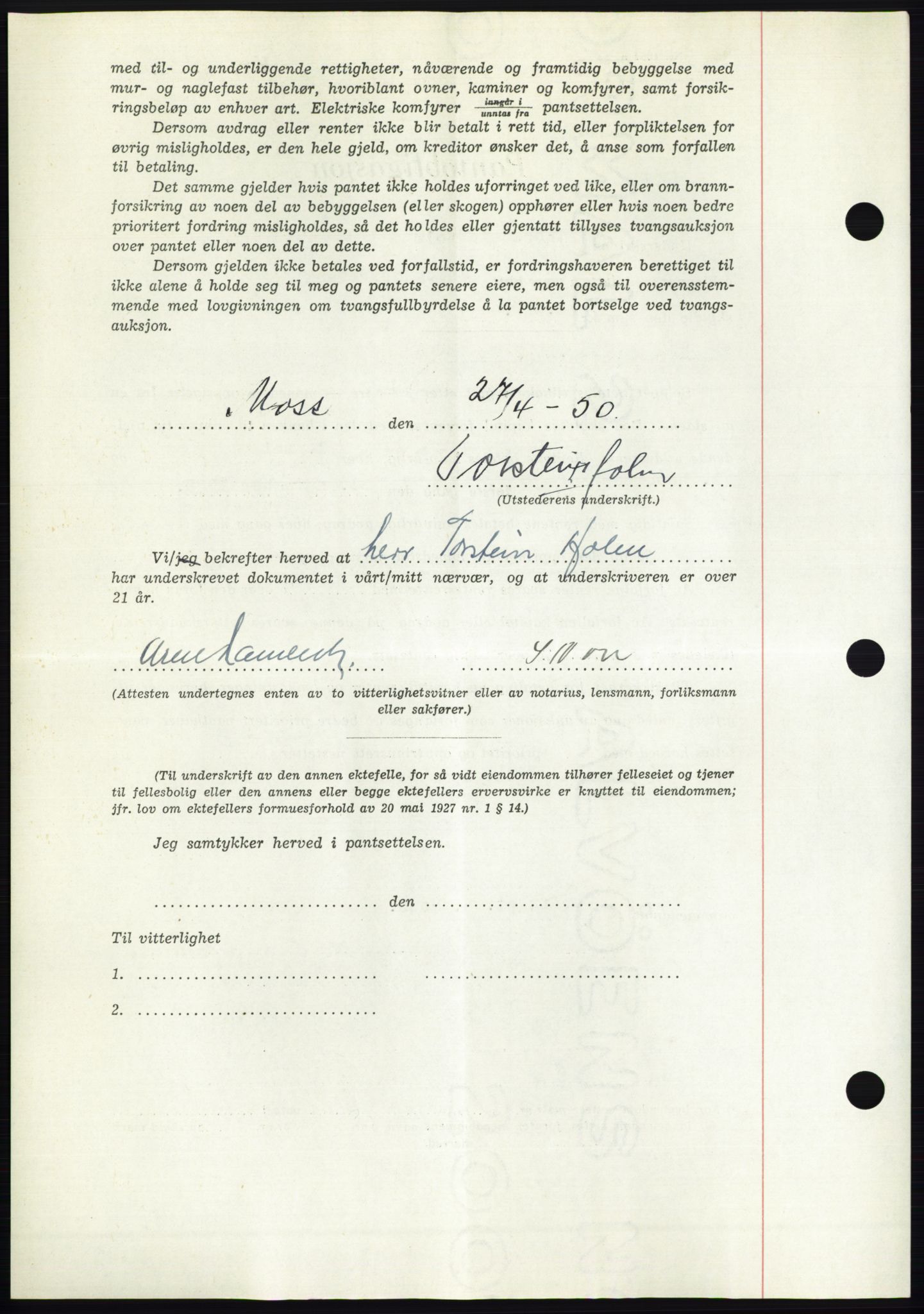 Moss sorenskriveri, AV/SAO-A-10168: Mortgage book no. B24, 1950-1950, Diary no: : 1320/1950